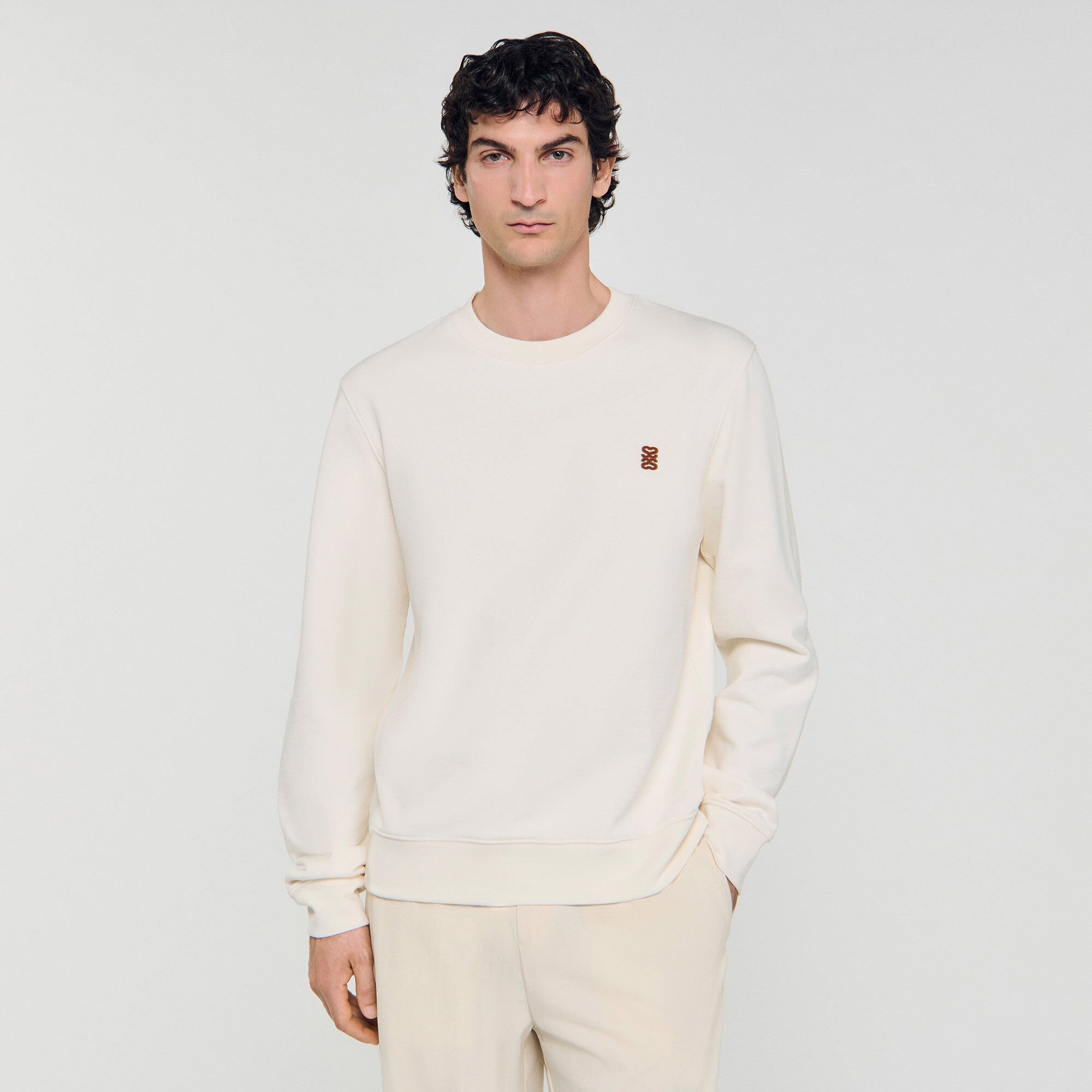 Sweat oversize à patch en cuir