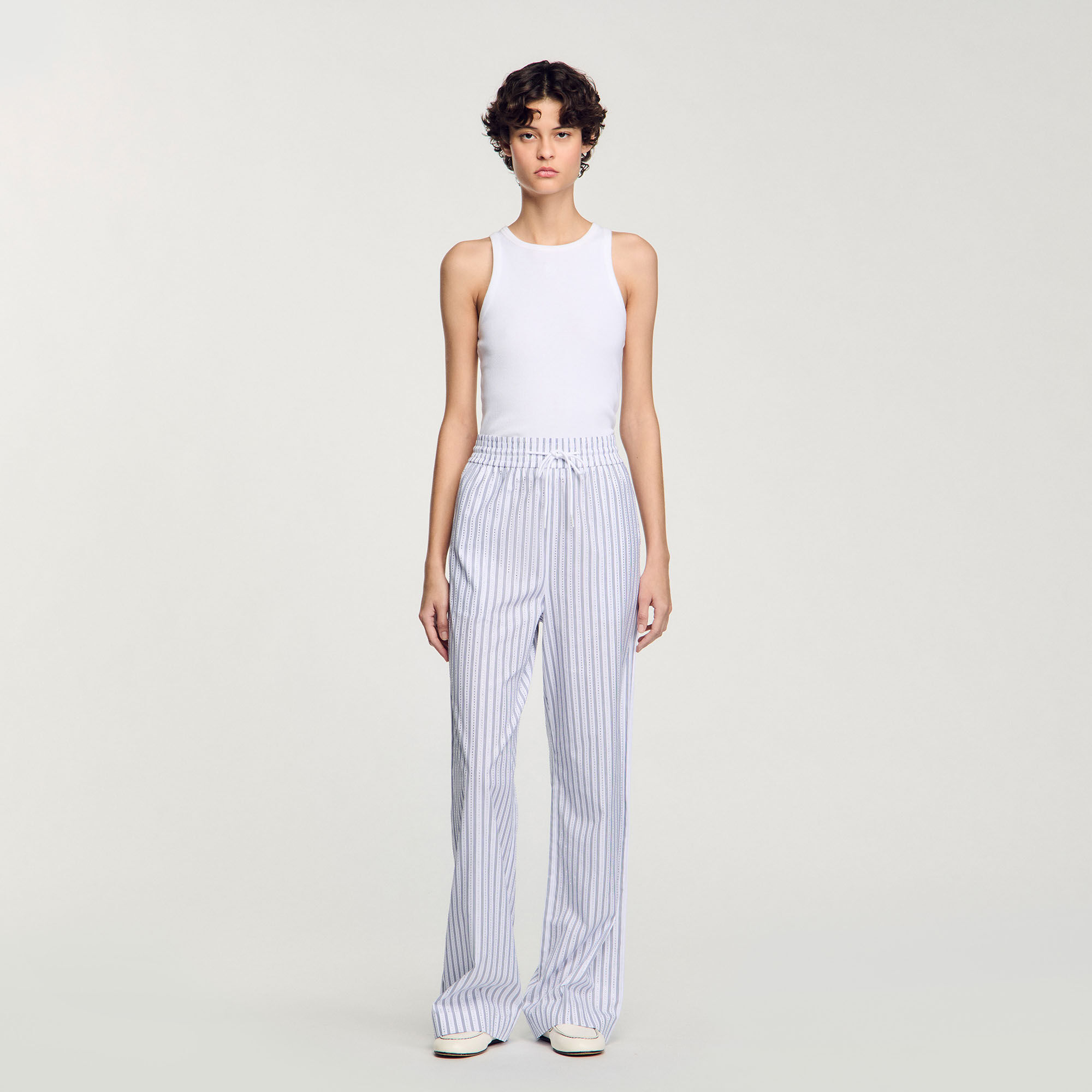 Pantalon à rayures strassé