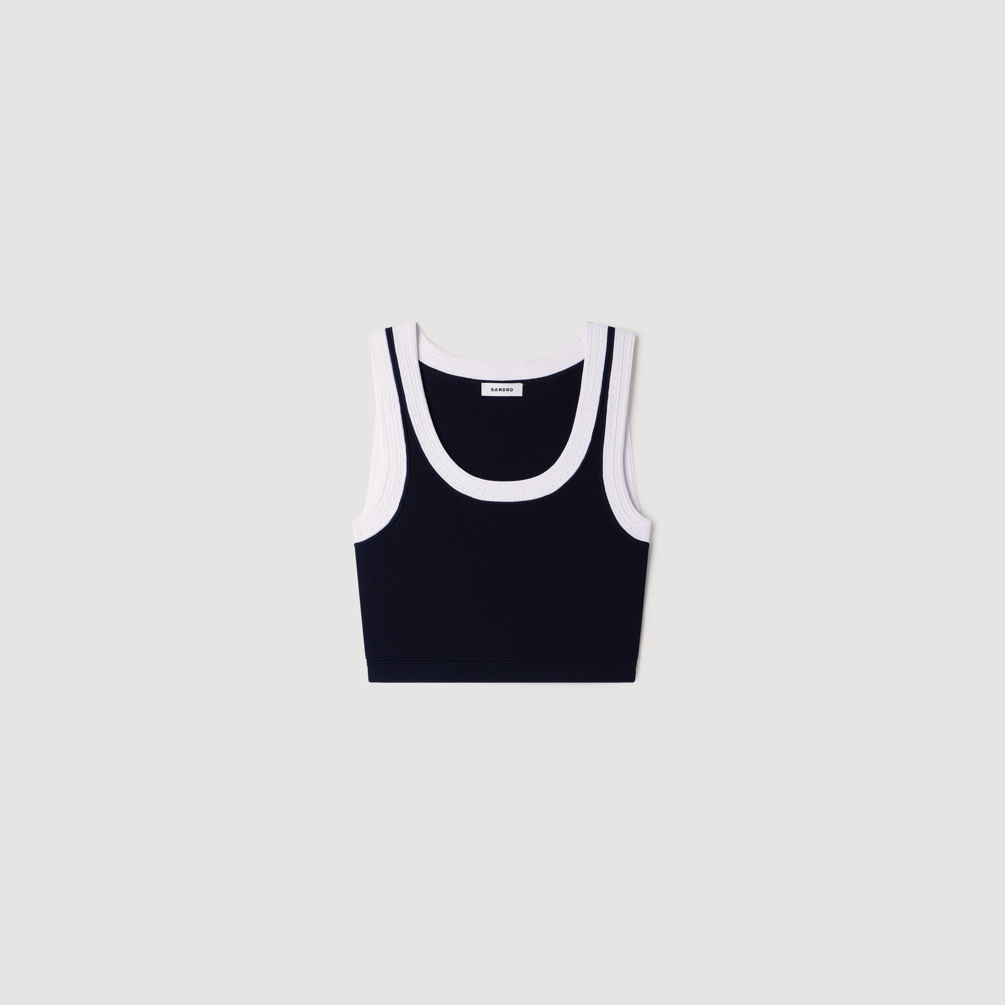 Top court en maille bicolore