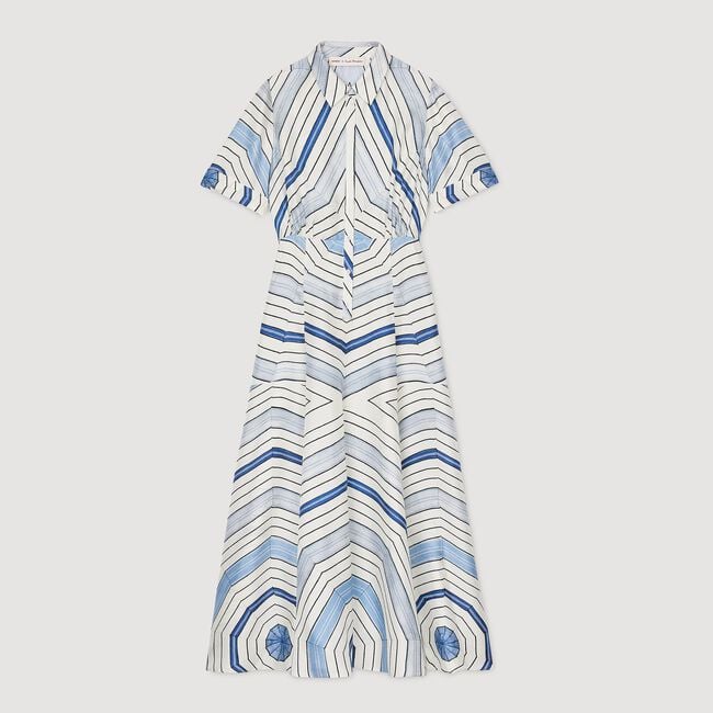 Robe midi en soie imprimé spirales
