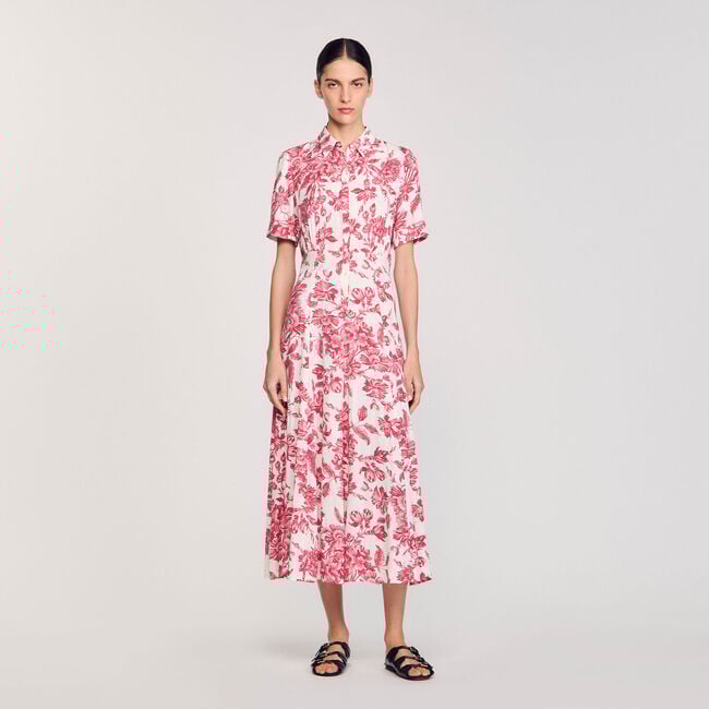 Robe longue chemise à imprimé fleuri