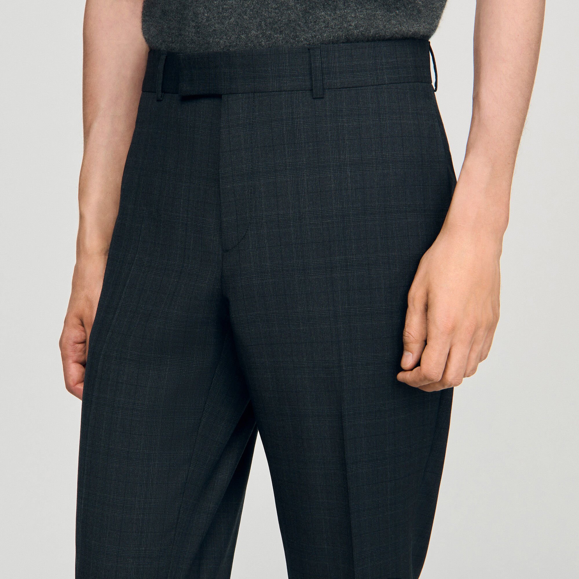 Pantalon en laine à carreaux