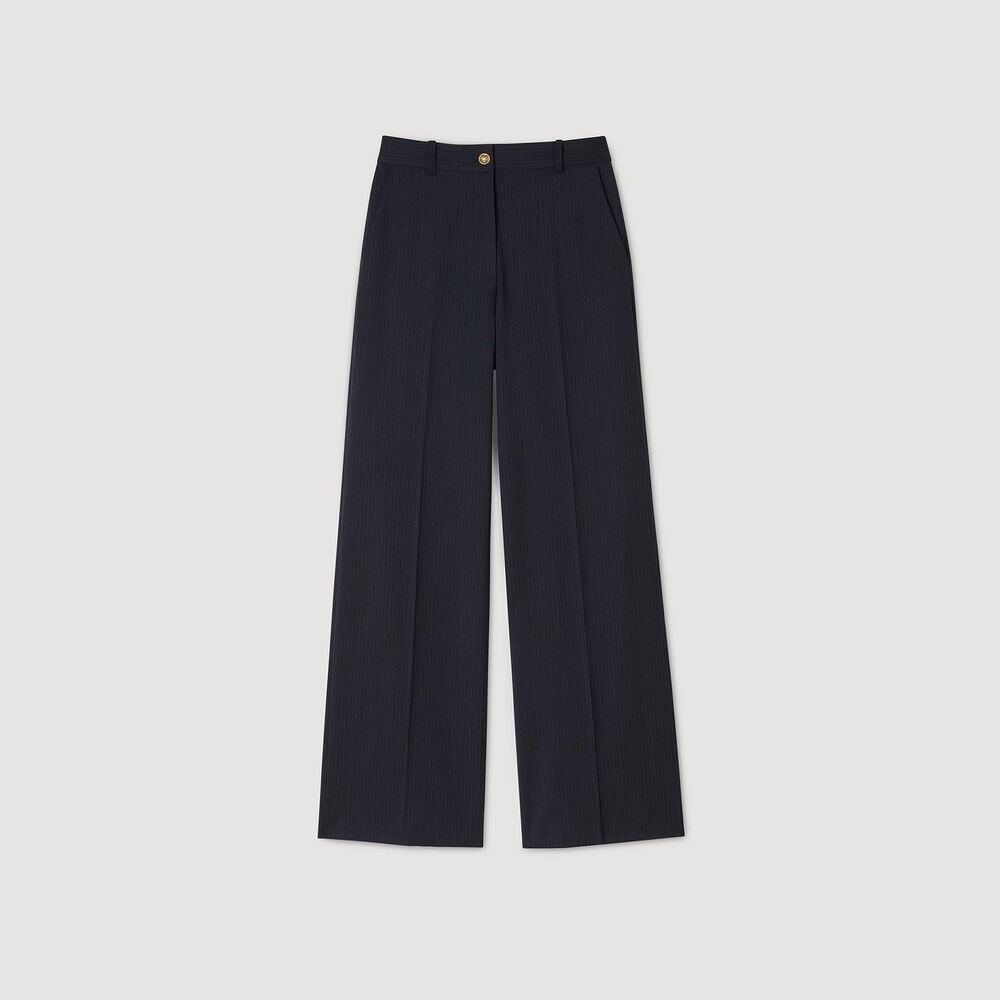 Sandro Pantalon à fines rayures – Marine – vue 6