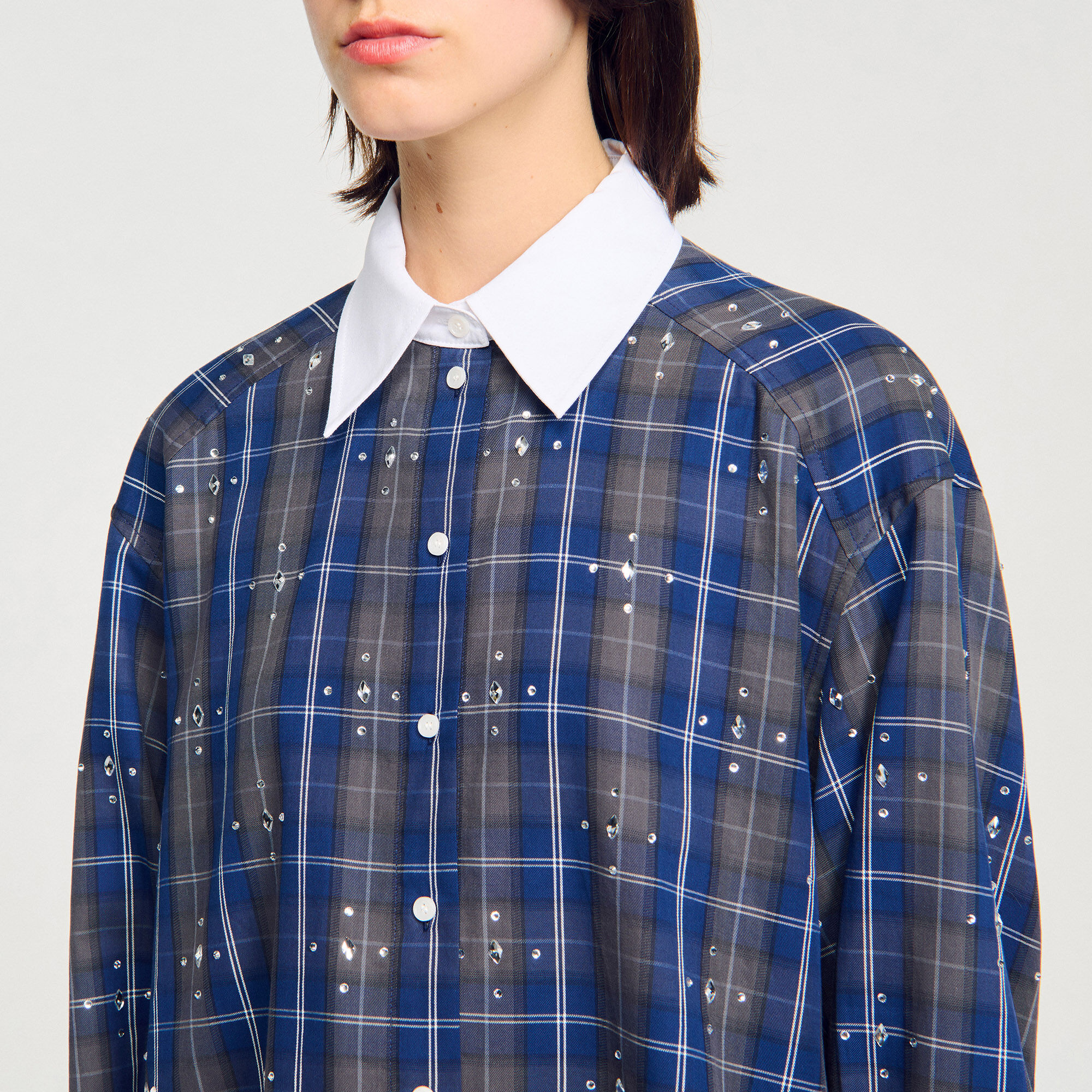 Chemise à carreaux strassée