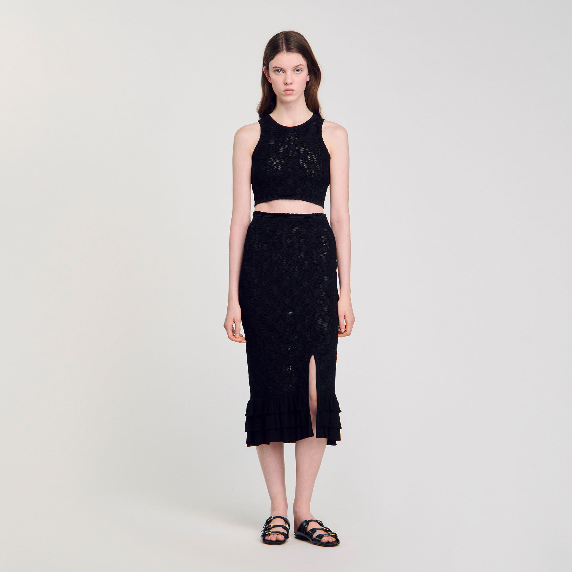 Jupe midi en maille
