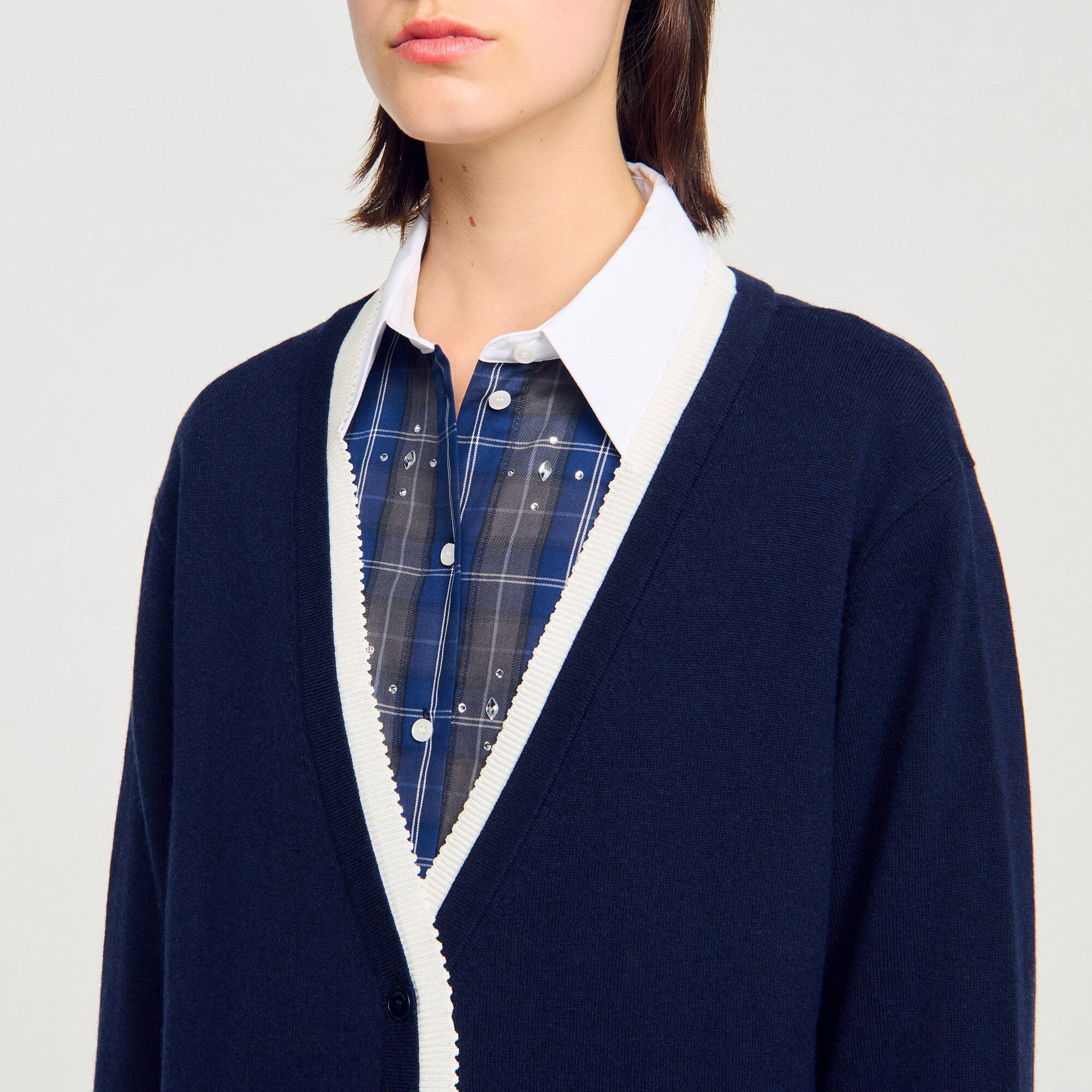 Cardigan long bicolore
