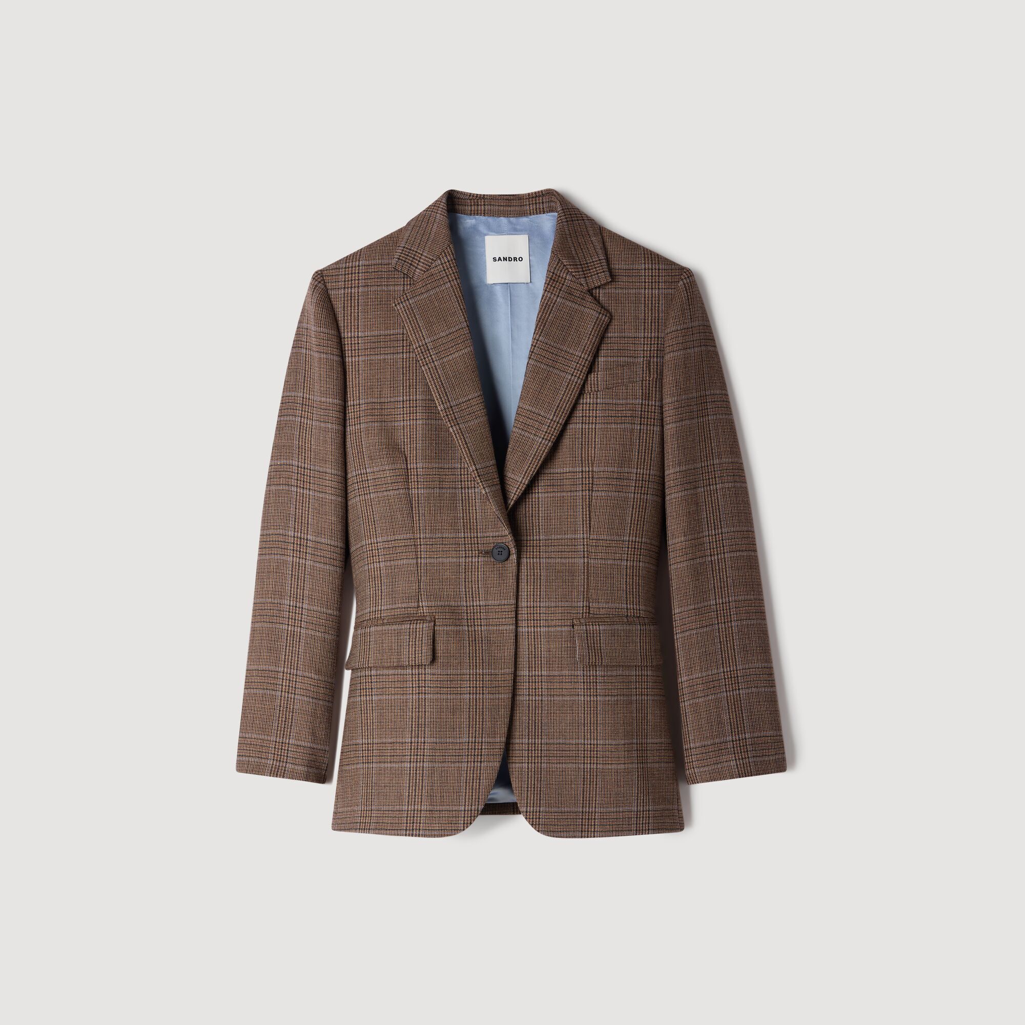 Veste en laine &agrave; carreaux - Femme | Sandro Paris