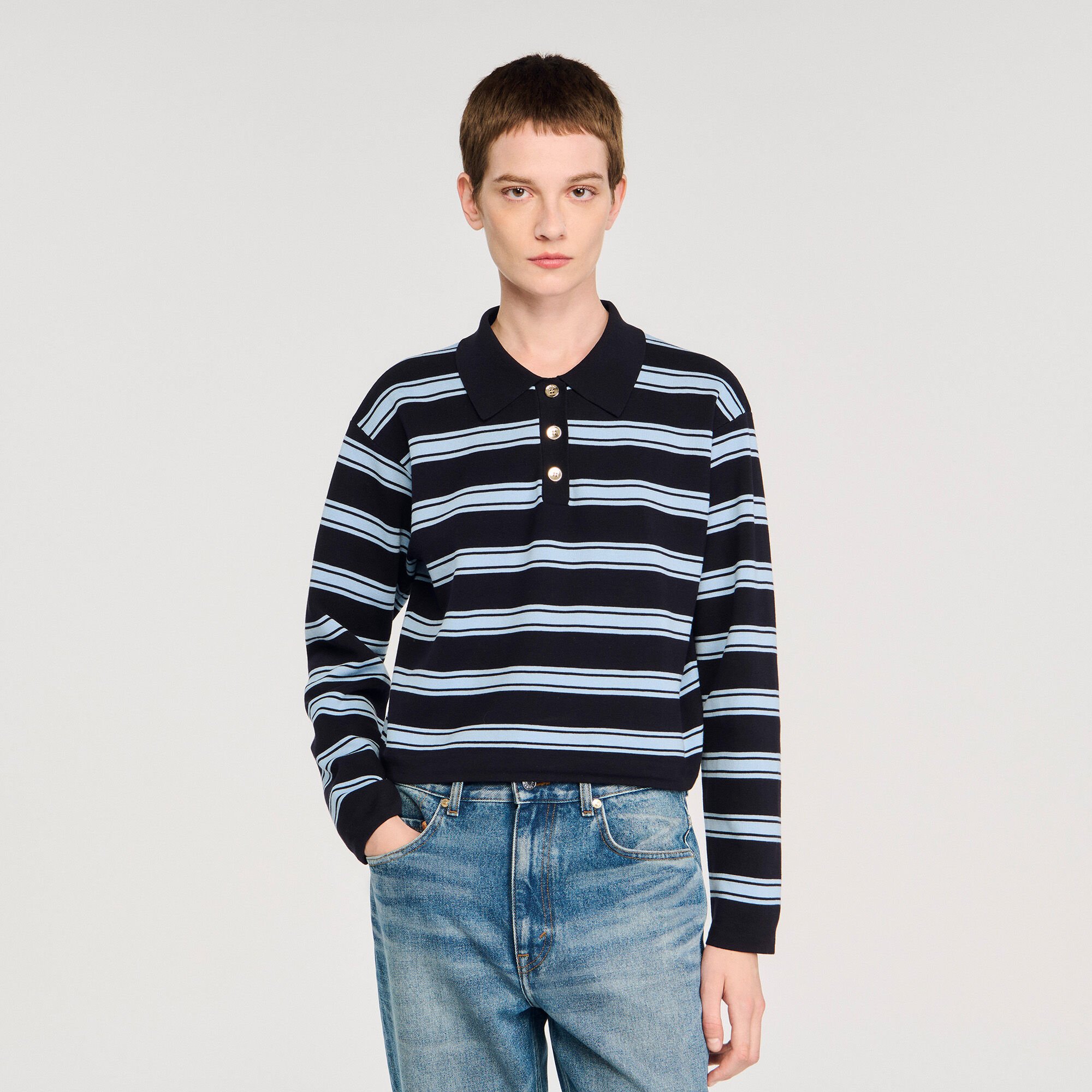 Pull polo à rayures