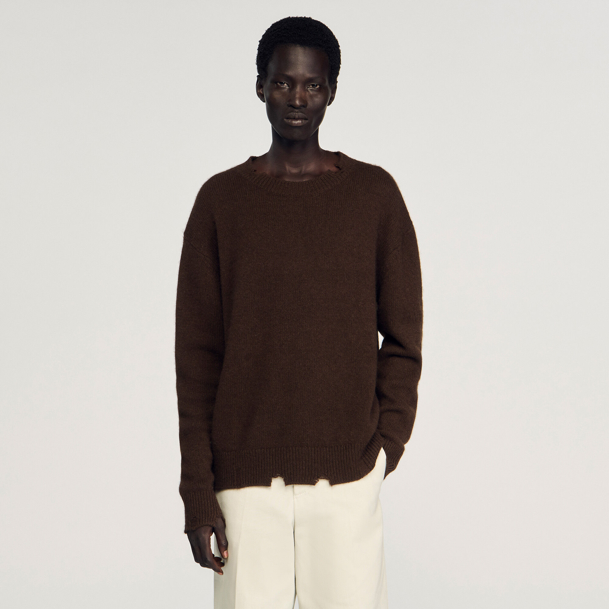 Pull en laine effet destroyed