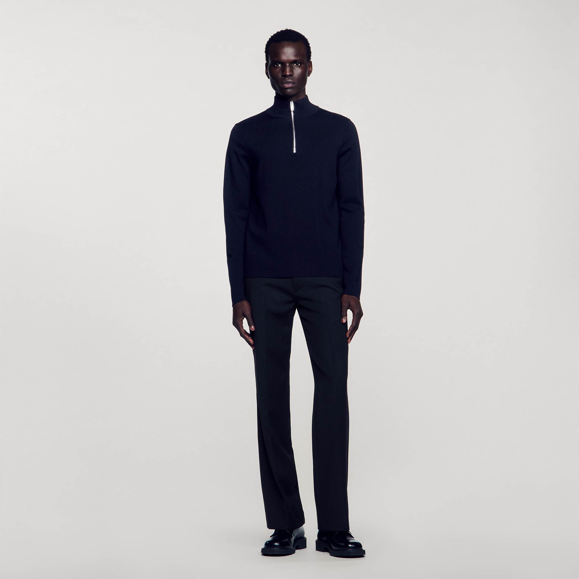 Pull en laine à col zippé