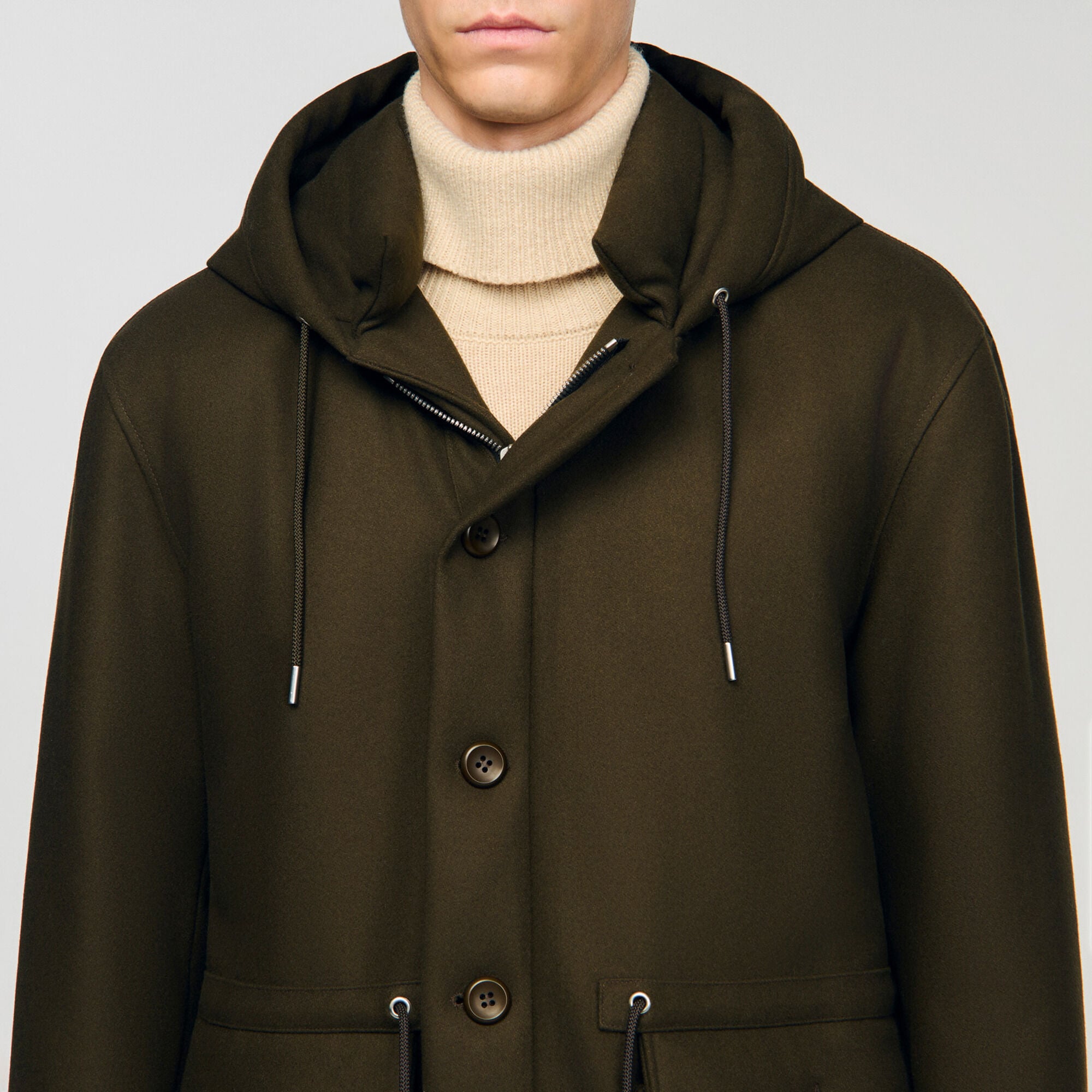 Parka en laine avec capuche - Homme | Sandro Paris