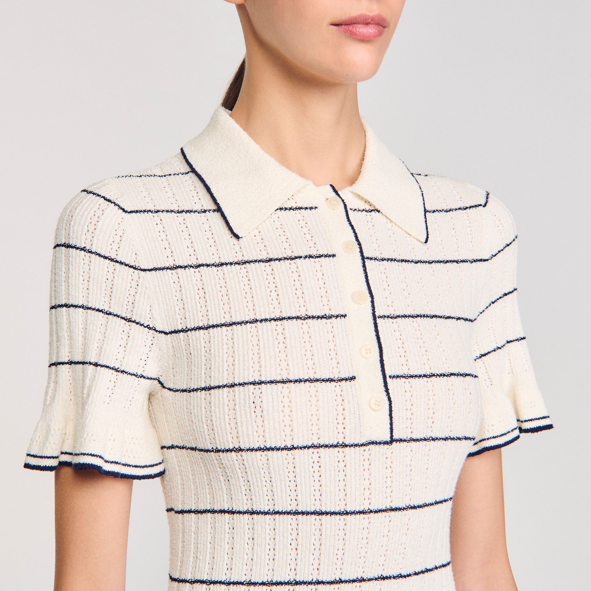 Robe longue en maille à col polo
