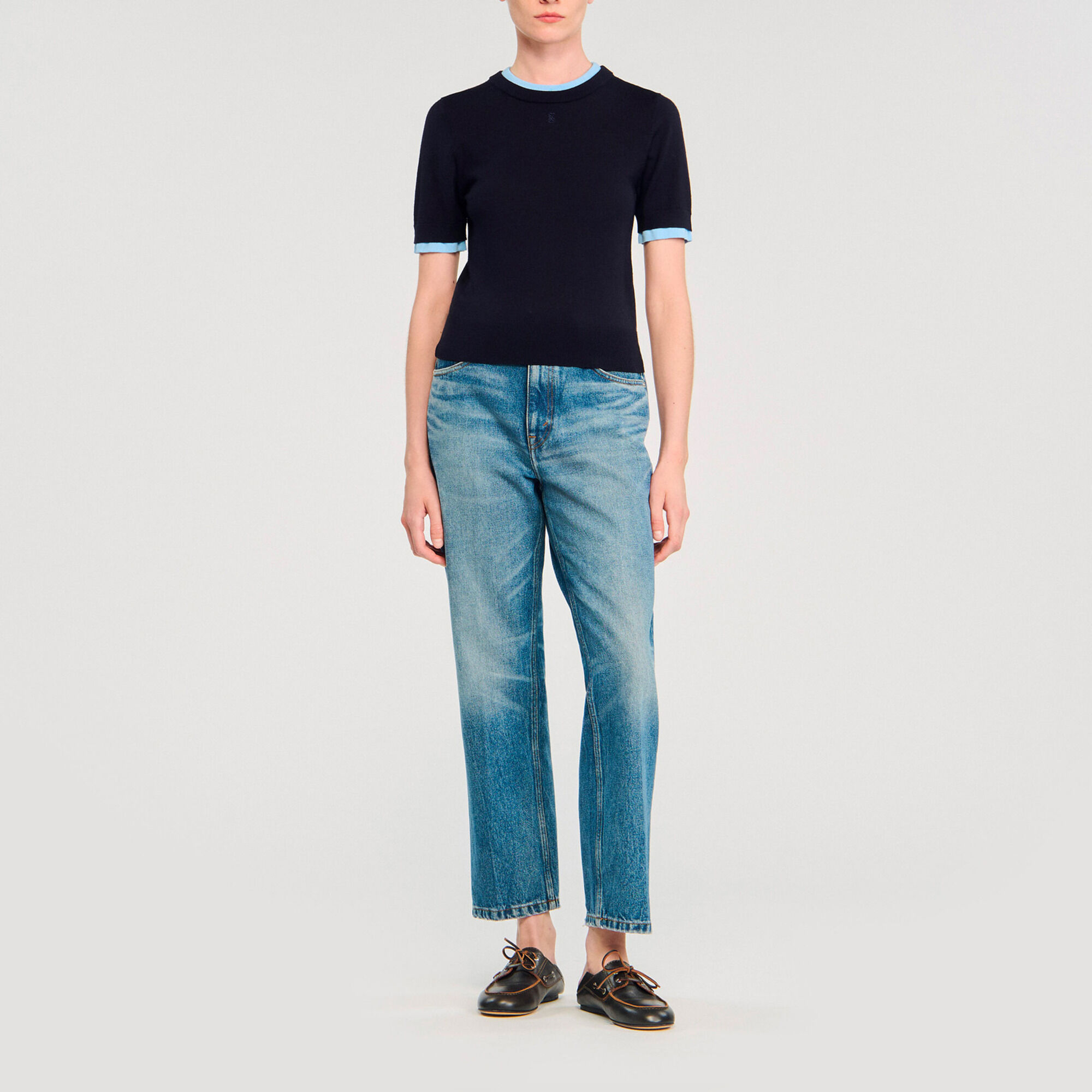 Pull court bicolore - Femme | Sandro Paris