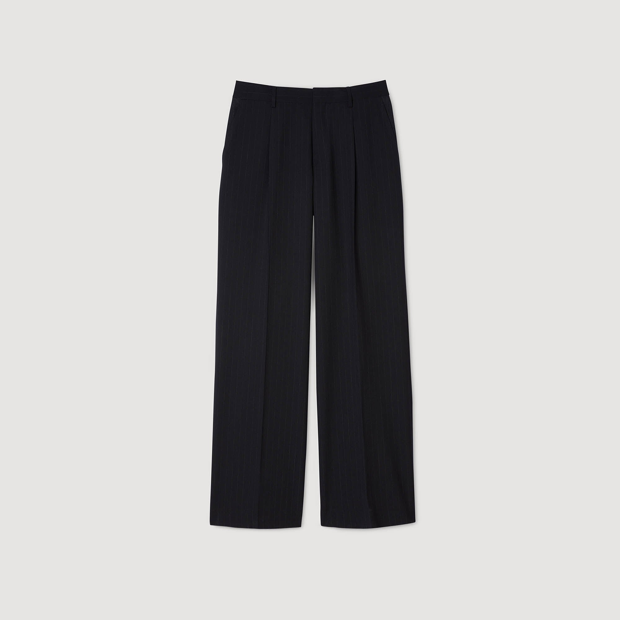 Pantalon large de costume en laine