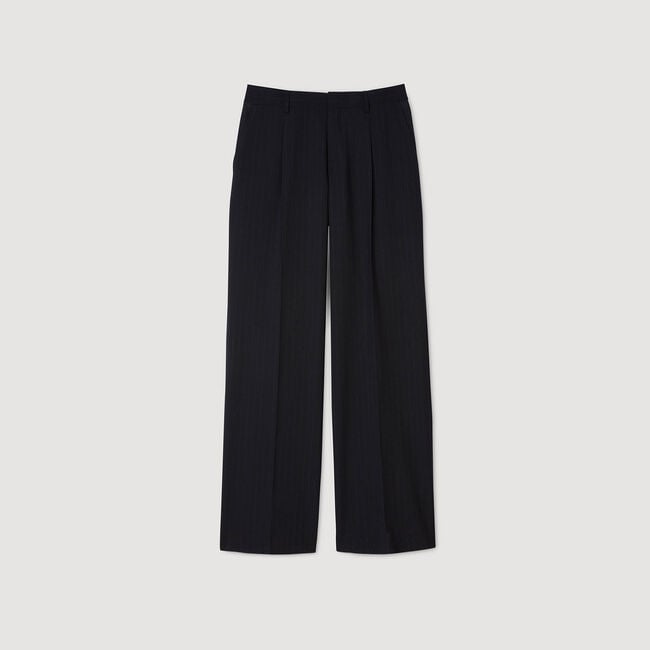 Pantalon large de costume en laine
