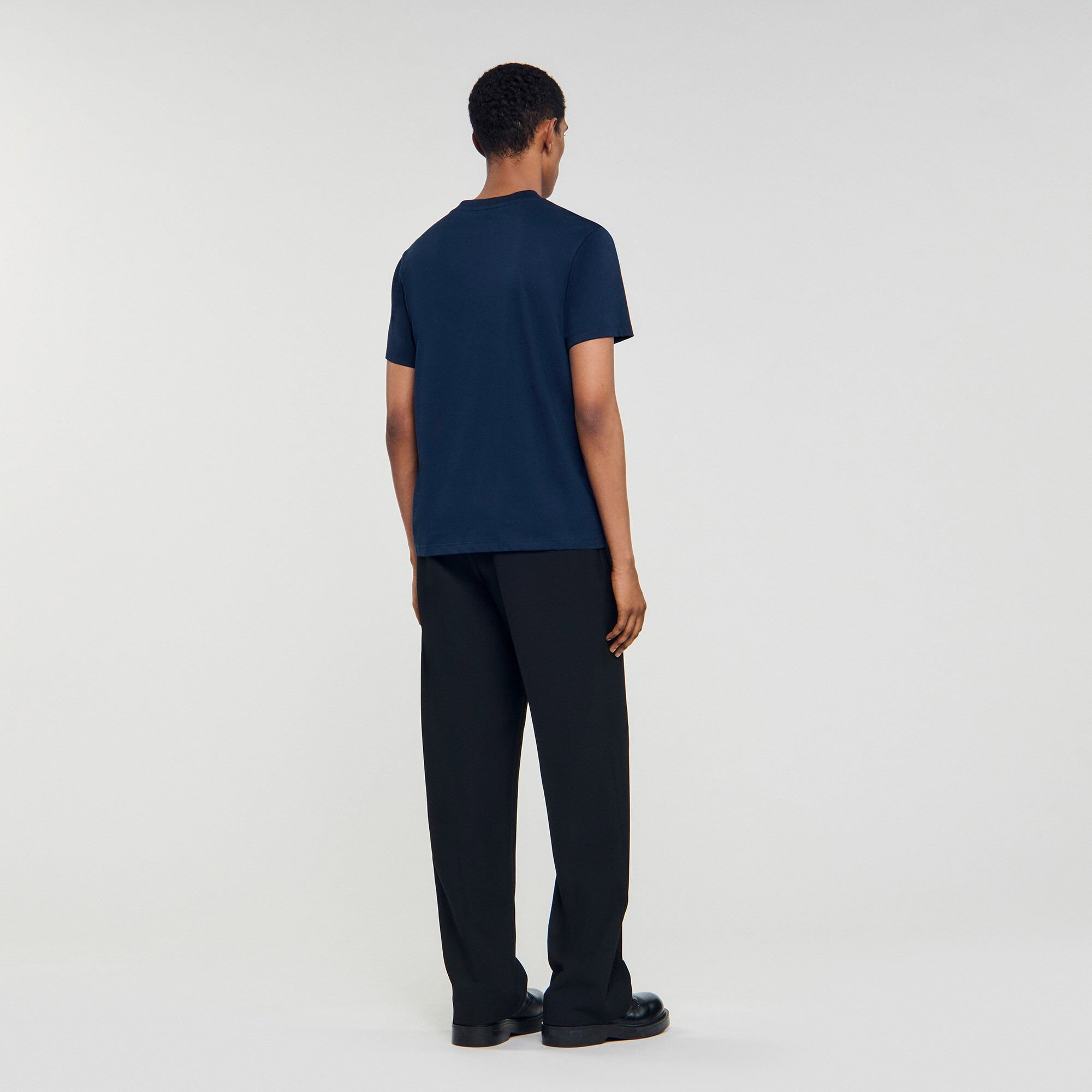 T-shirt à logo en cuir