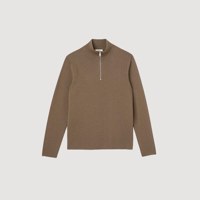 Pull en laine à col zippé