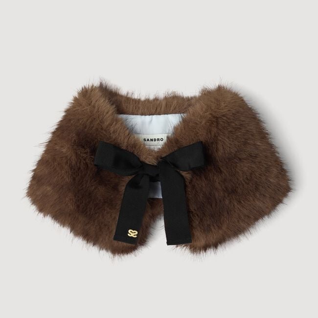 Col en fausse fourrure &agrave; ruban - Femme | Sandro Paris