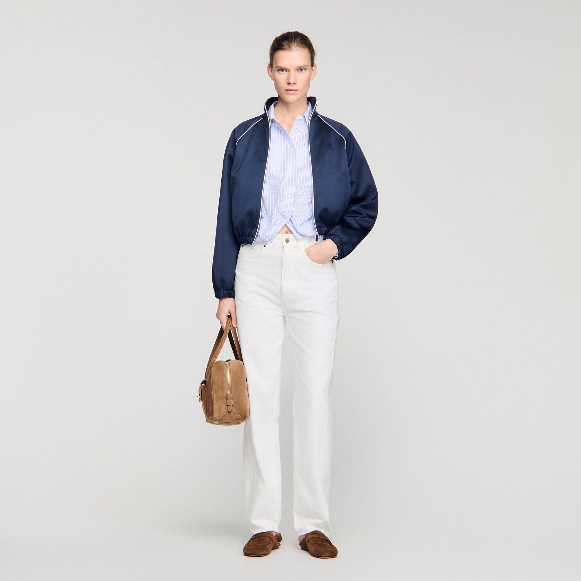 Chemise courte &agrave; rayures 
