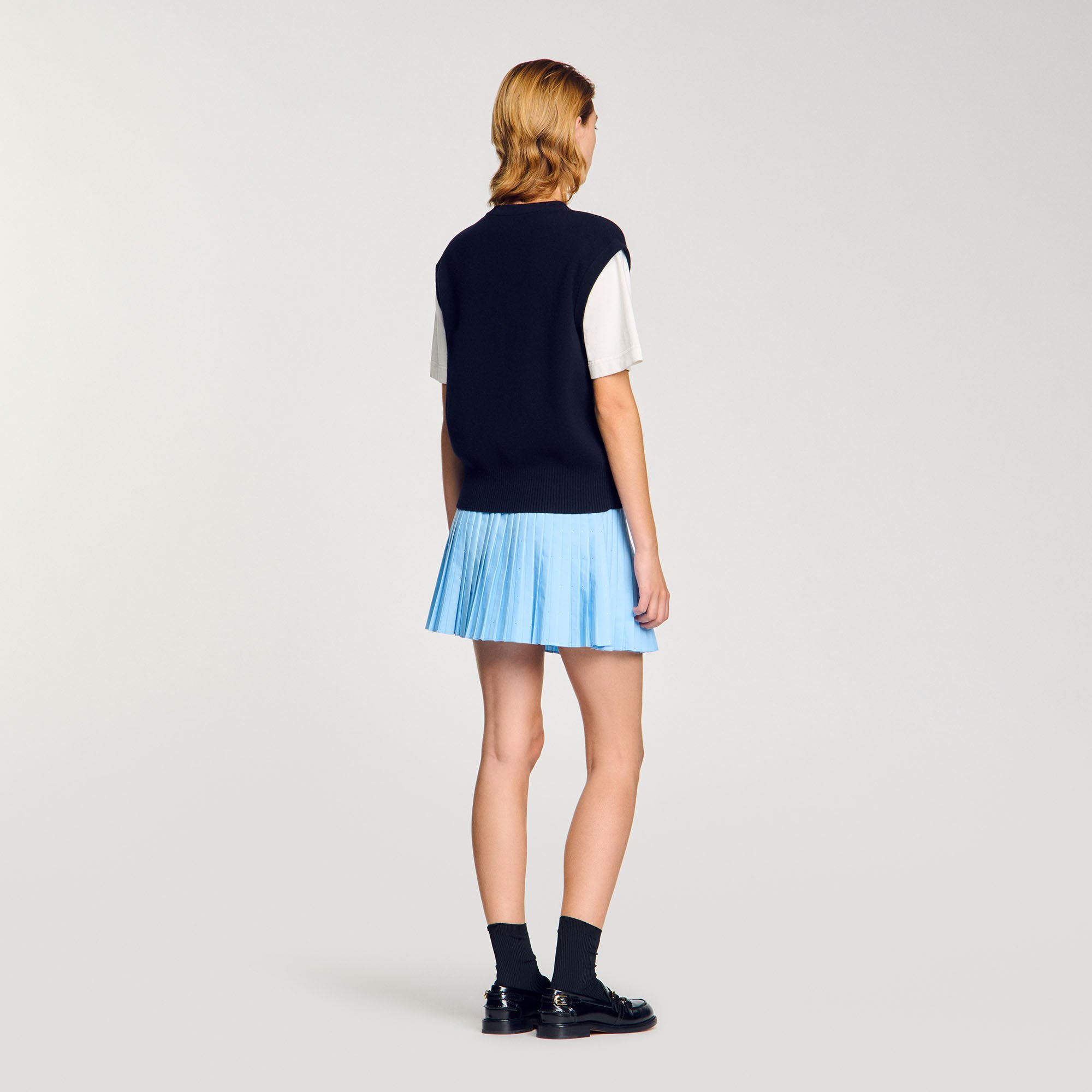 Pull bicolore en laine et cachemire 