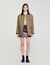 Manteau en tweed à col en cuir