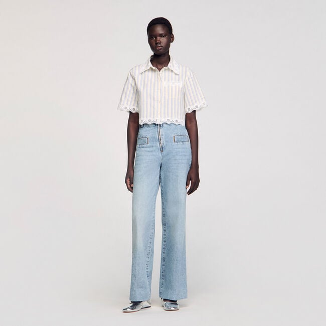 Chemise courte à rayures