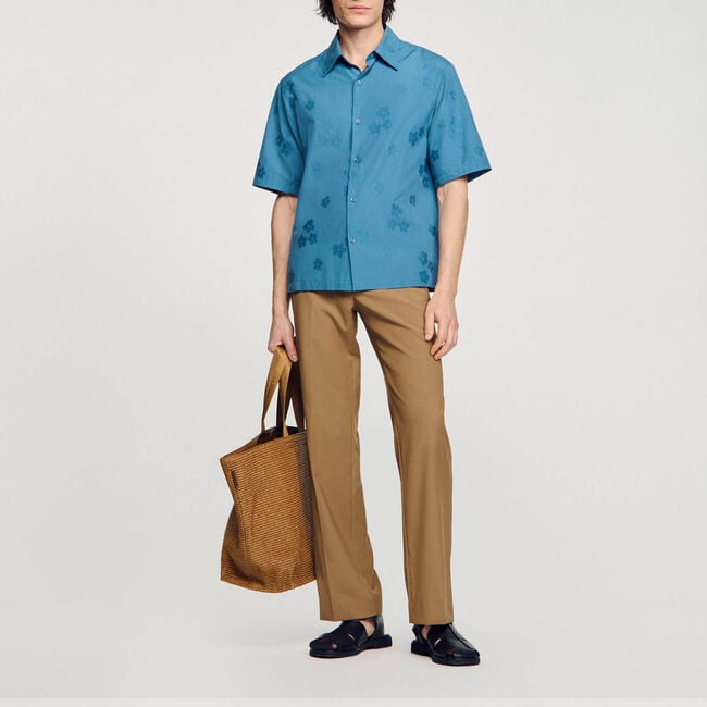 Chemise oversize jacquard fleurs