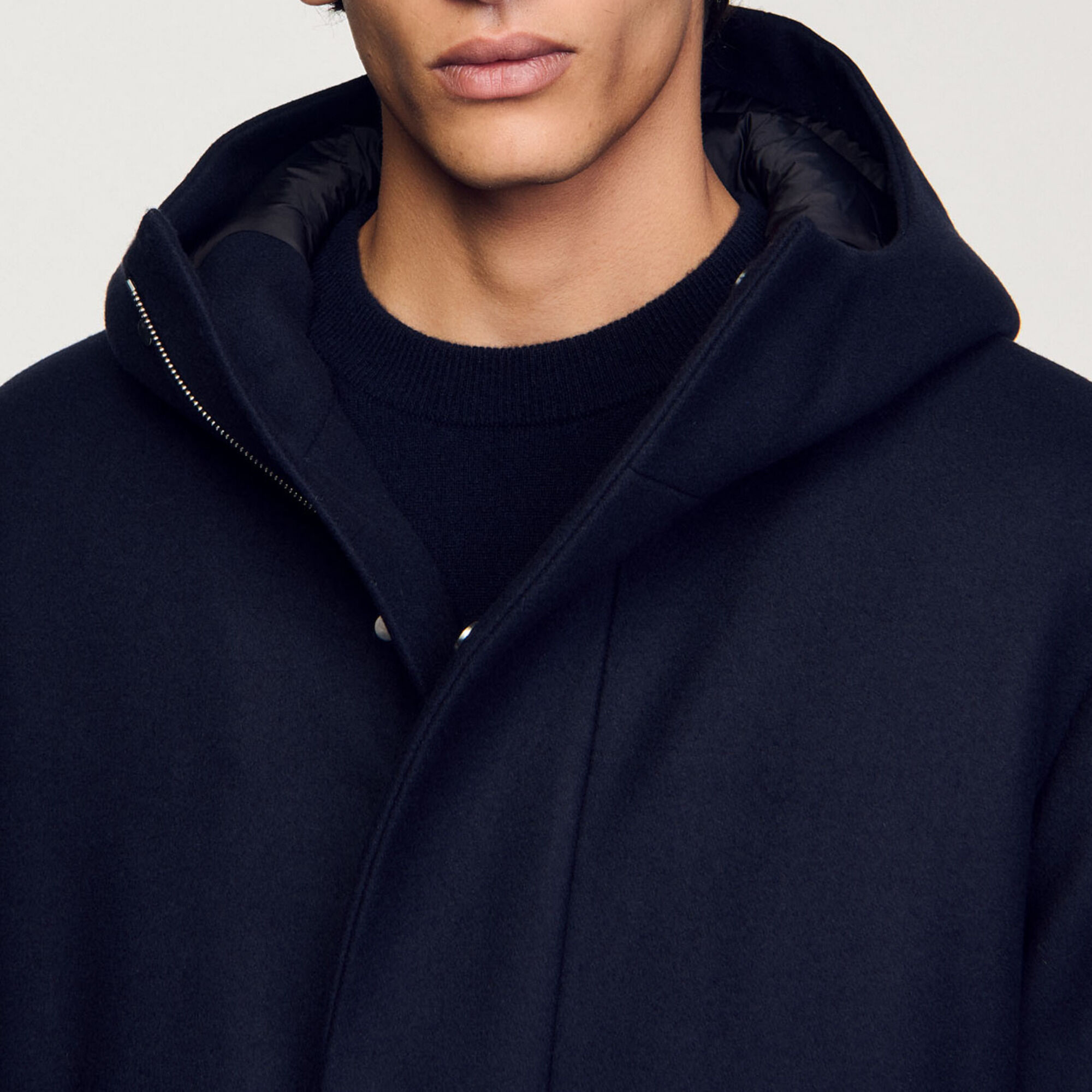 Parka en laine à capuche