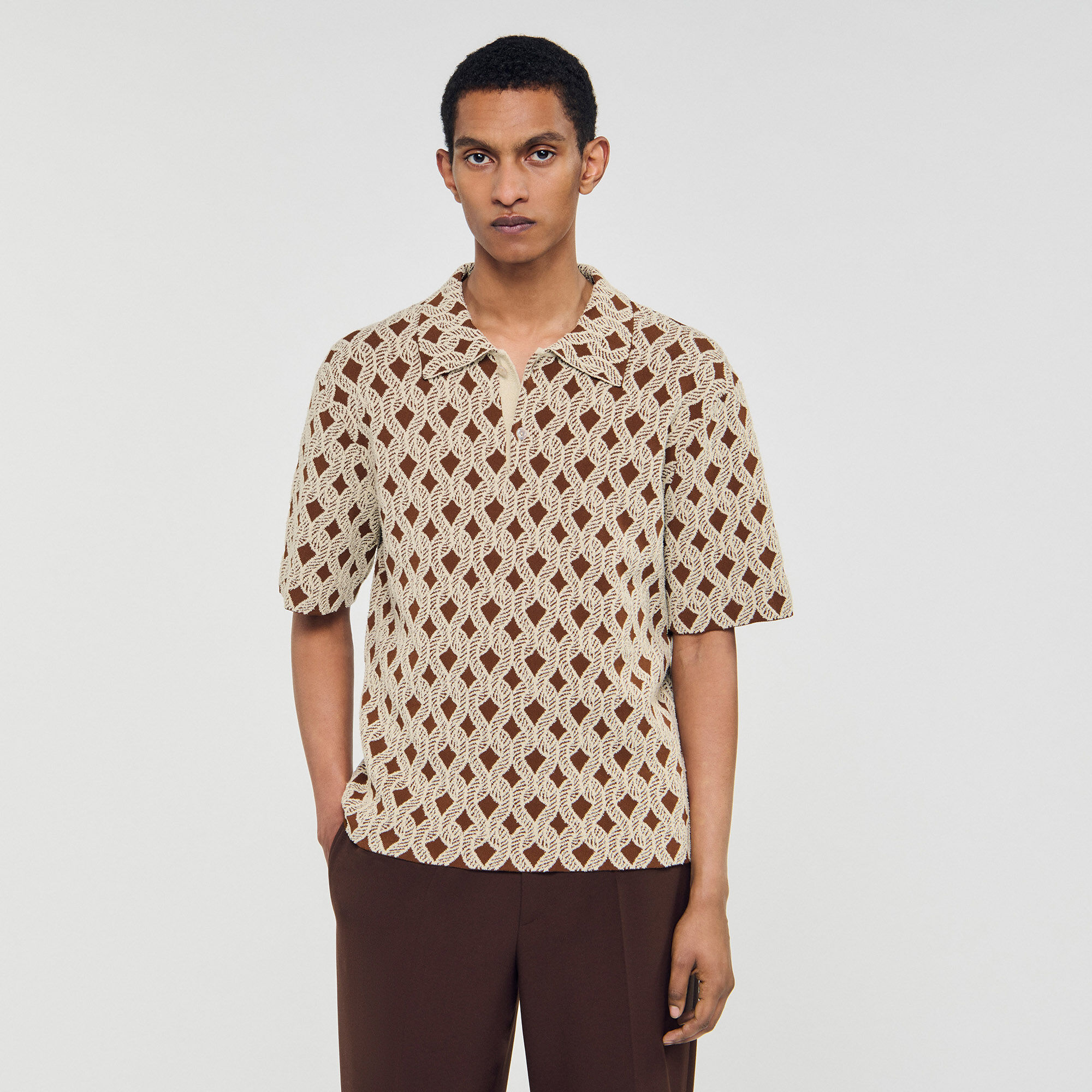 Chemise cardigan à jacquard corde