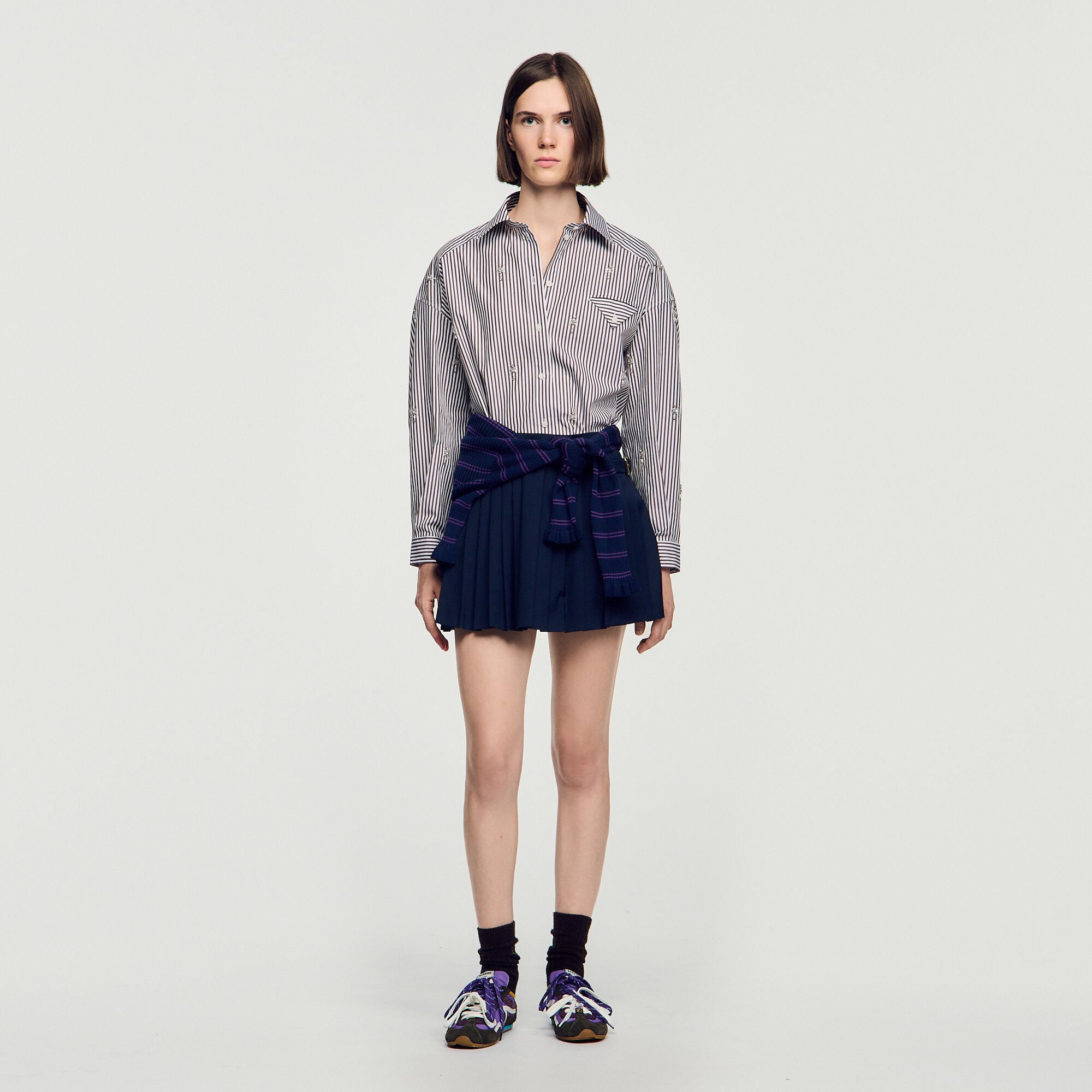 Jupe short &agrave; plis - Femme | Sandro Paris
