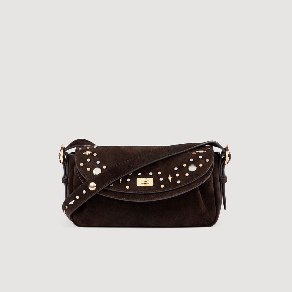 Sandro Sac LE MAMBO JANYS en suède à studs – Marron Fonce – vue 9