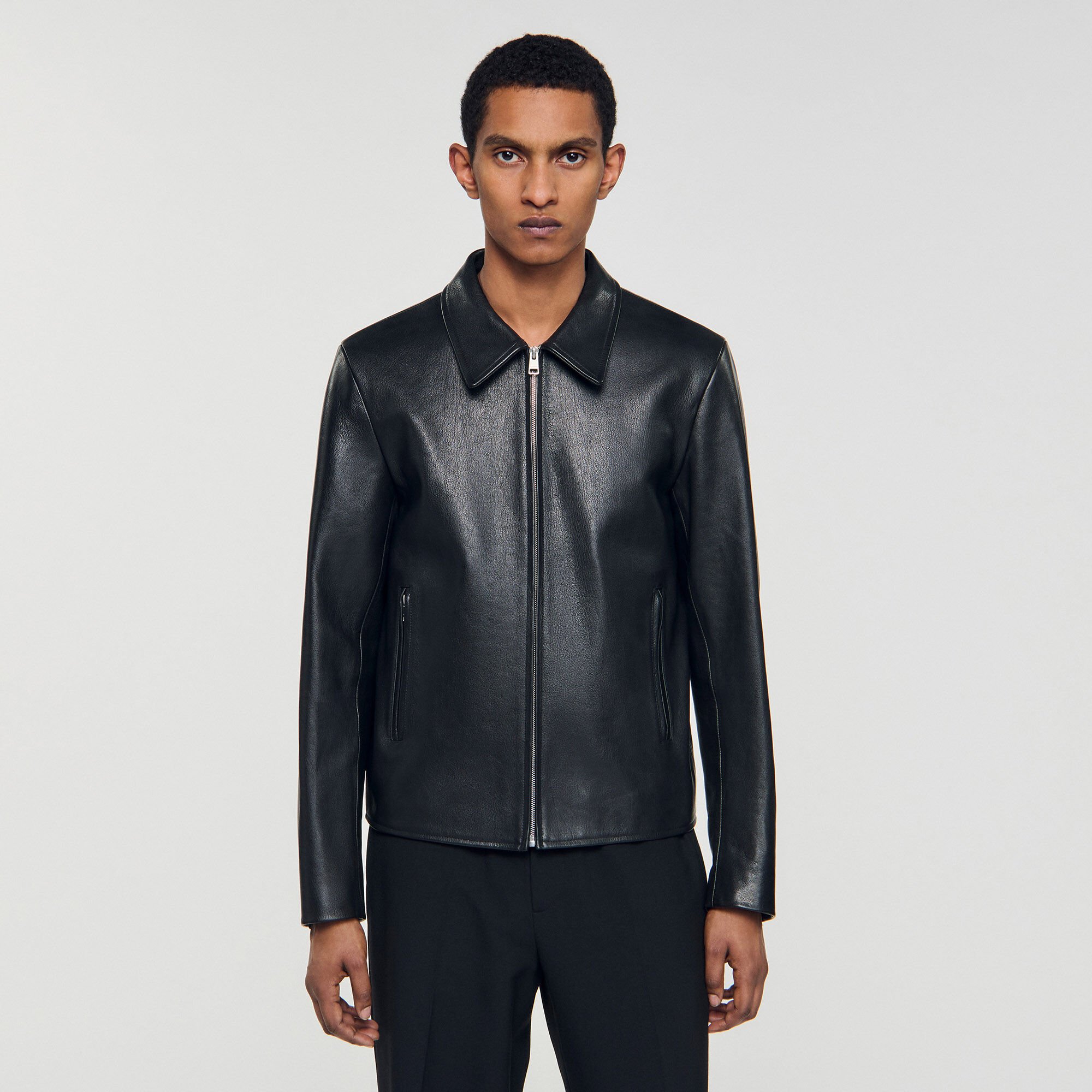 Blouson en cuir zippé