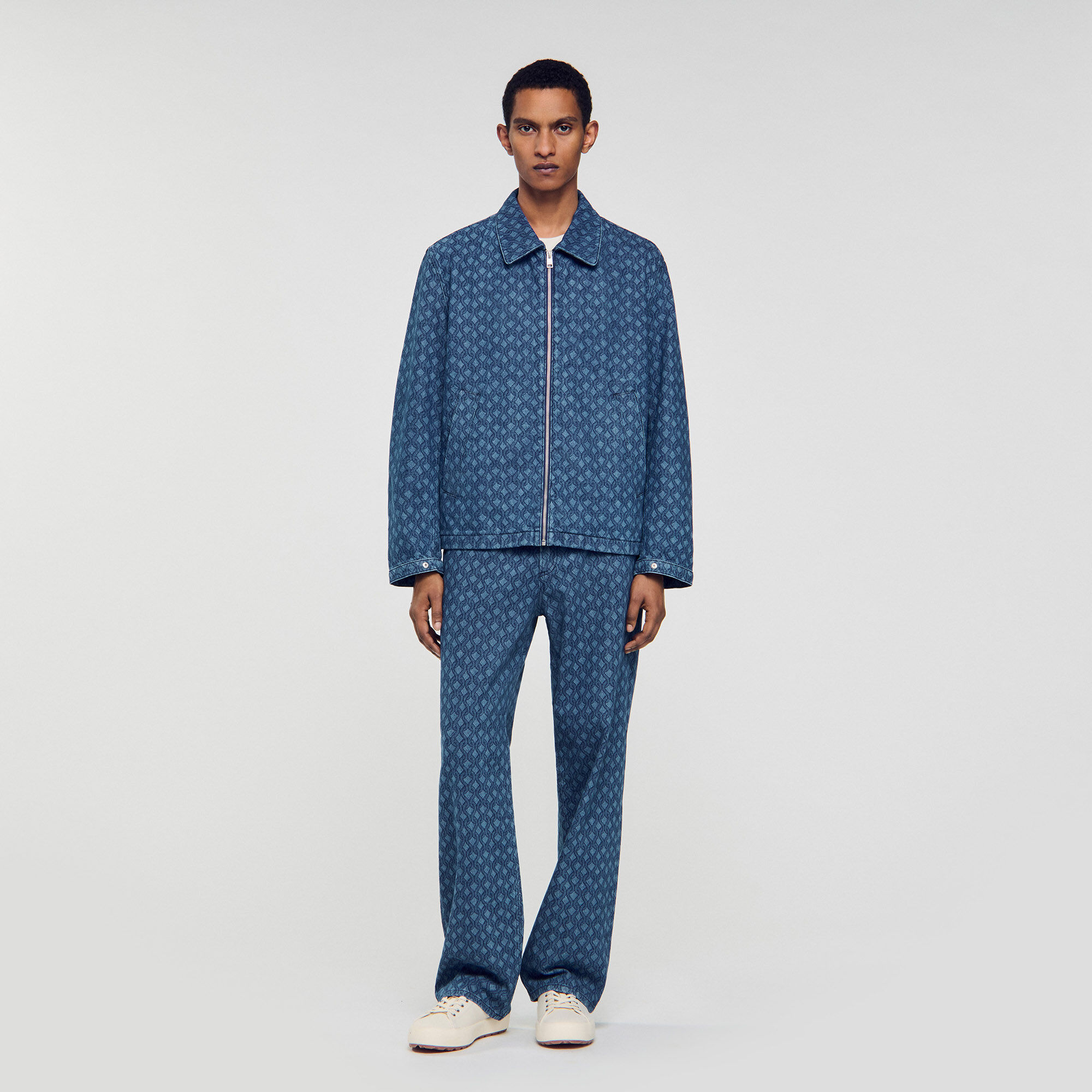 Veste en denim à motif corde