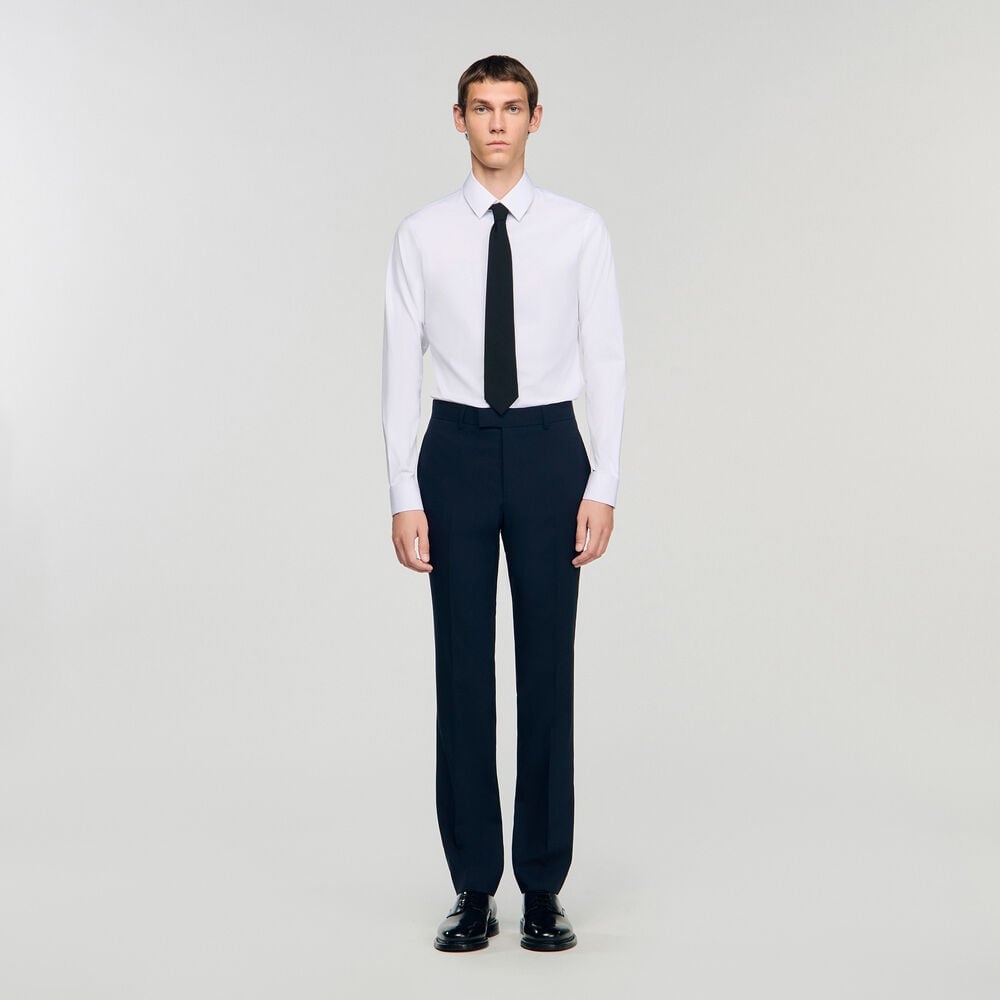 Sandro Pantalon de costume en laine – Marine – vue 2