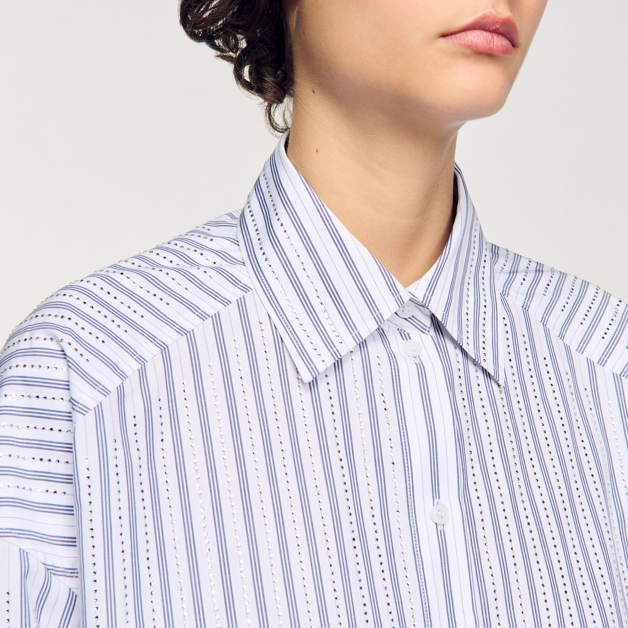 Chemise à rayures strassée
