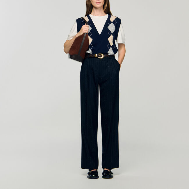 Pull 2 en 1 &agrave; losanges - Femme | Sandro Paris