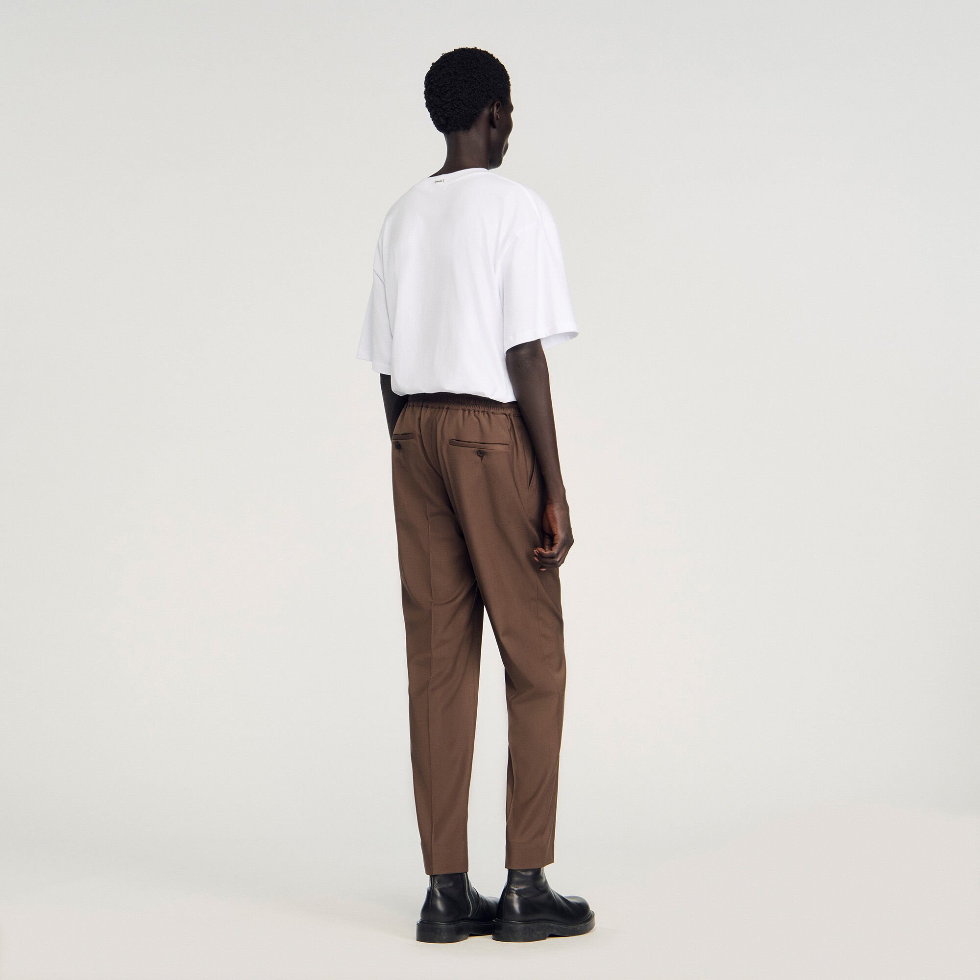 Pantalon élastiqué en laine