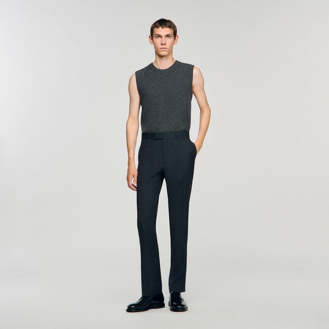 Pantalon en laine à carreaux