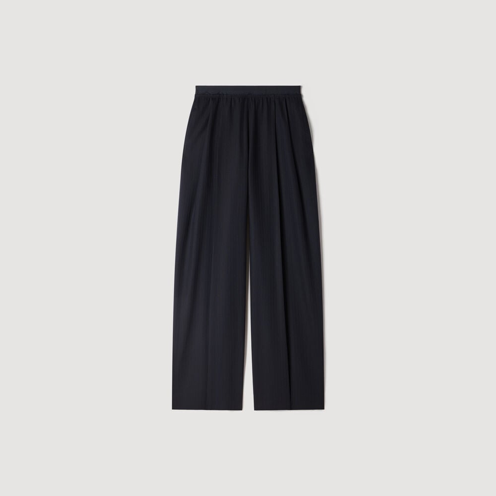 Sandro Pantalon en laine à rayures – Marine – vue 6