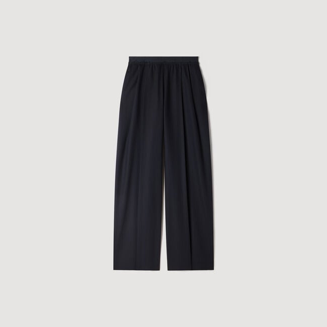 Pantalon en laine &agrave; rayures