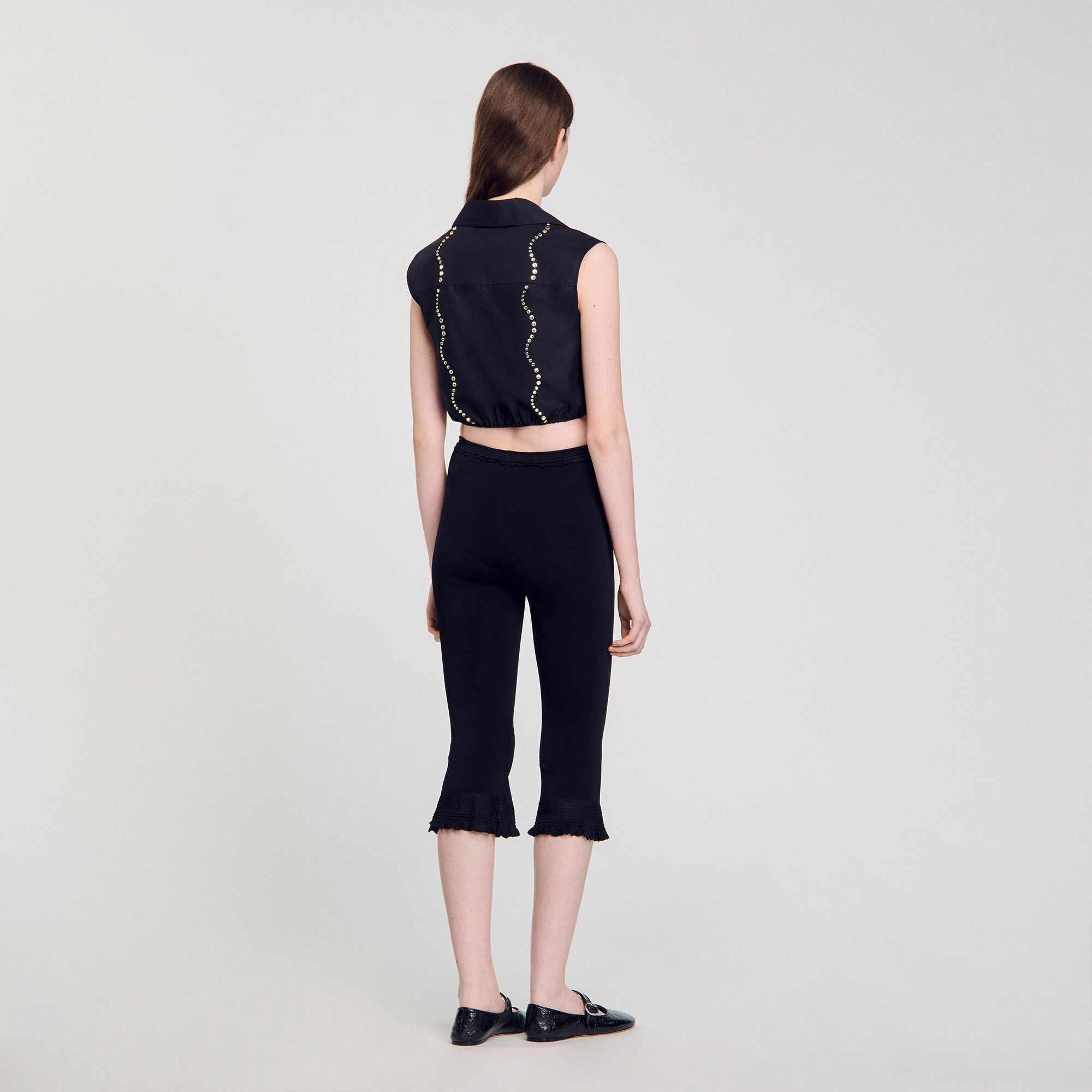 Chemise courte strassée