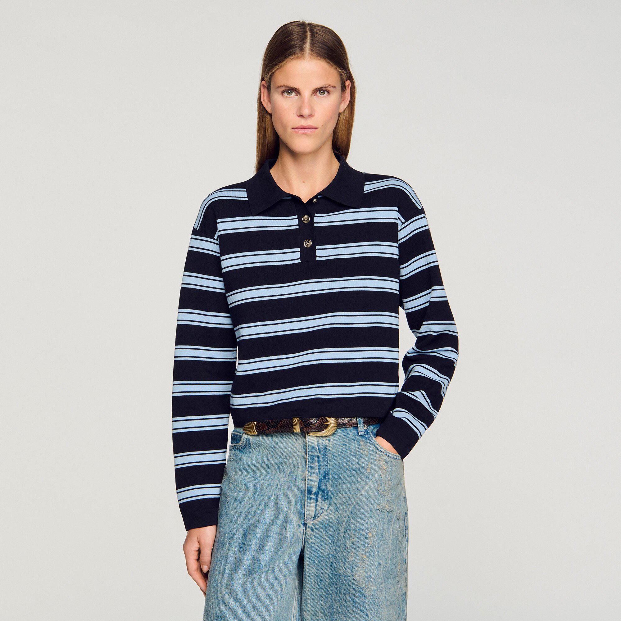 Pull polo à rayures