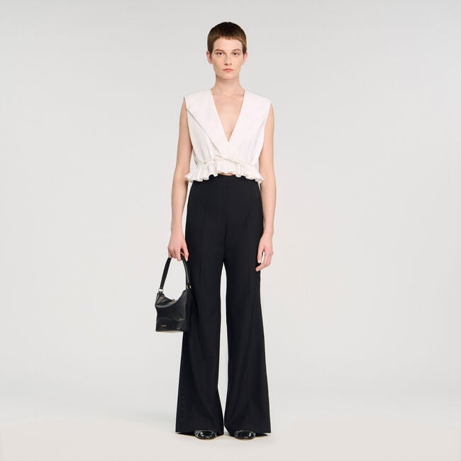 Pantalon de tailleur bande satinée