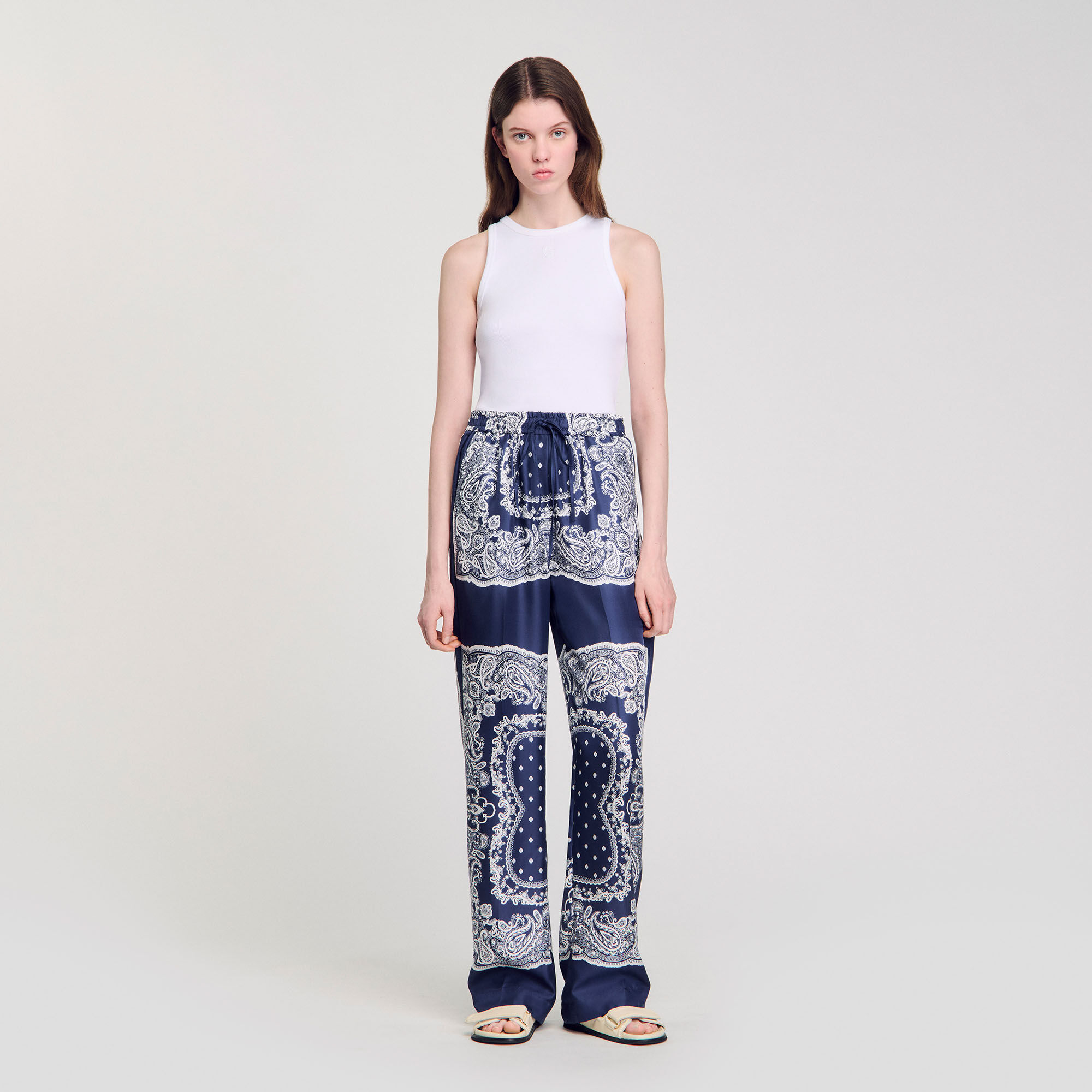 Pantalon fluide à imprimé bandana