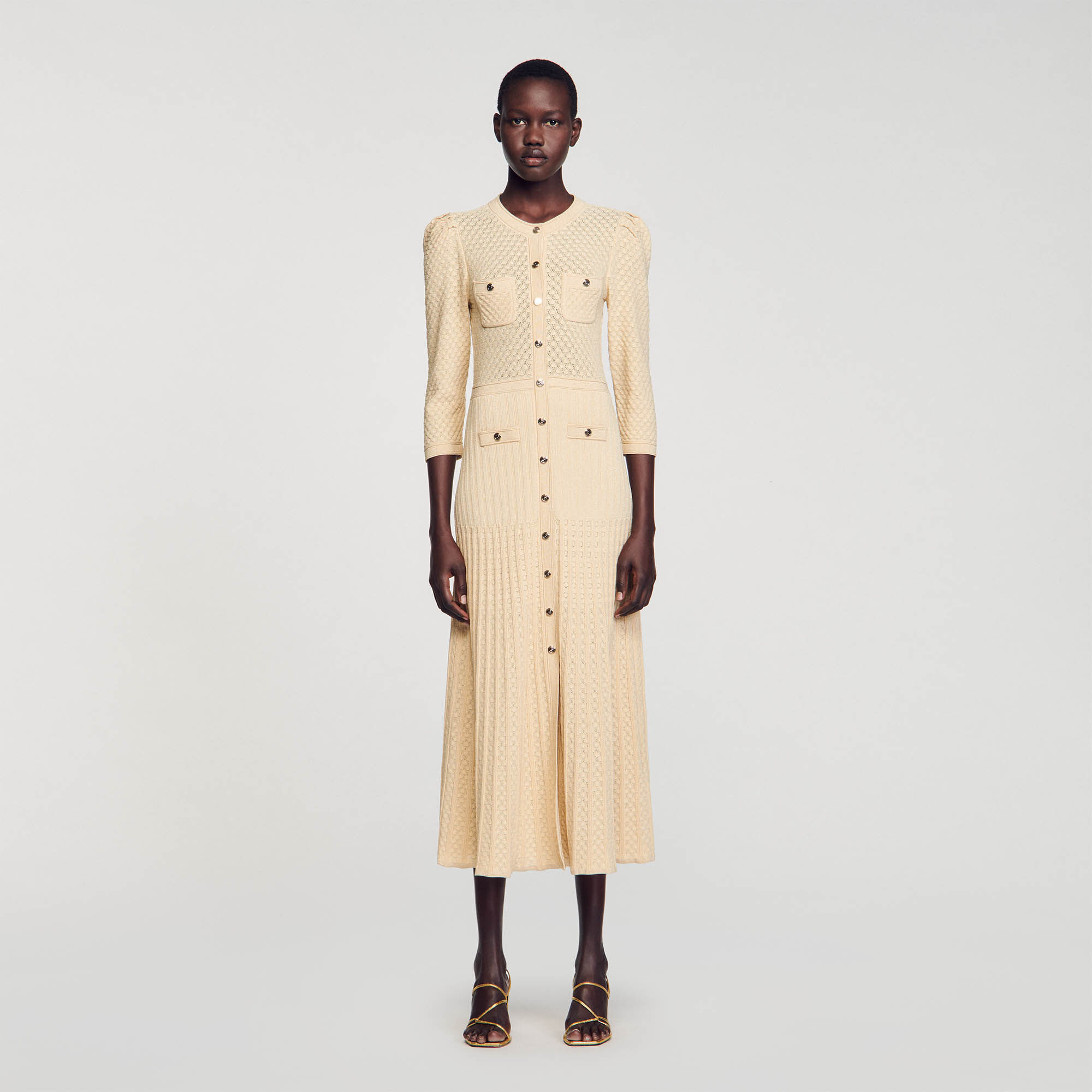 Robe midi en maille pointelle