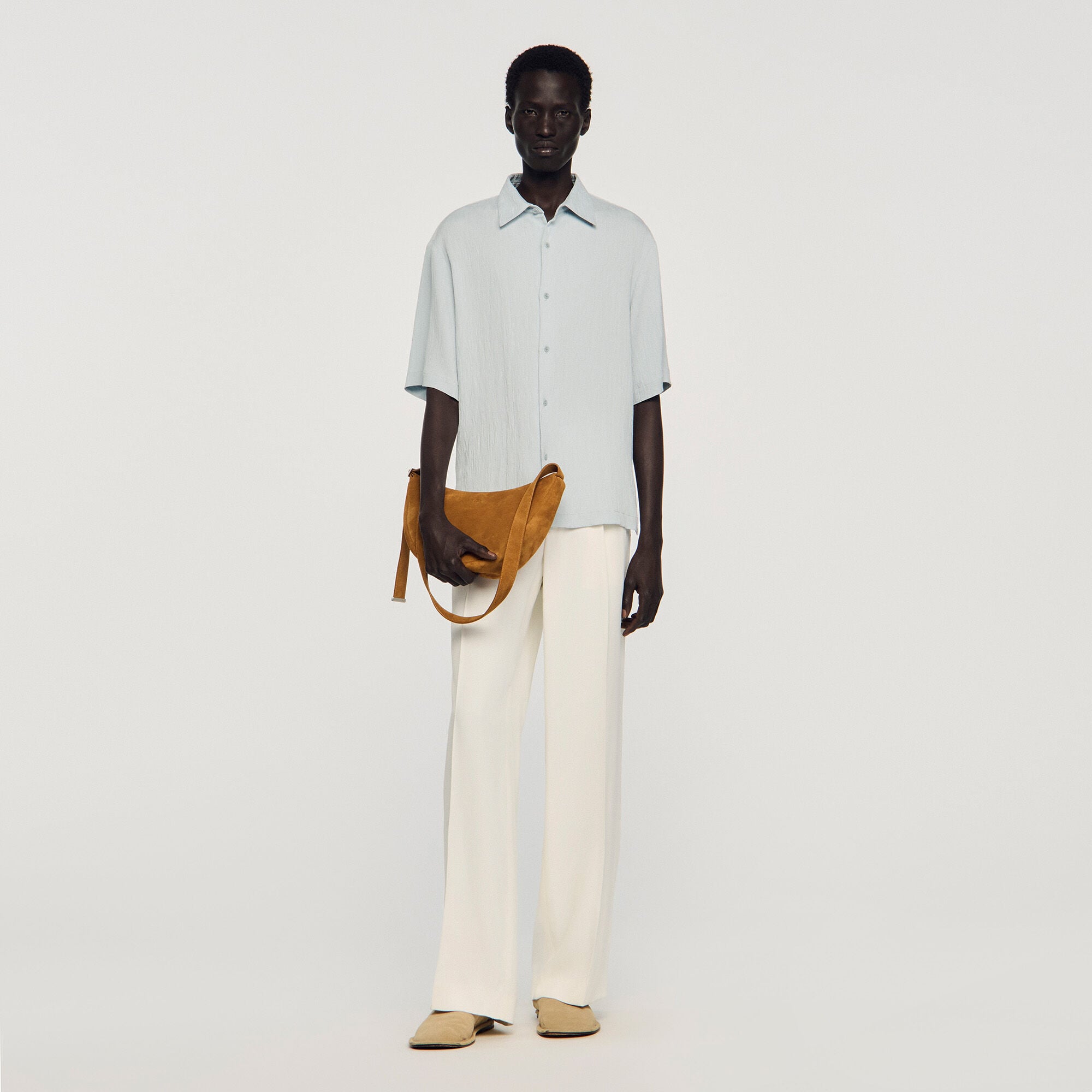 Petit hobo en cro&ucirc;te de cuir zipp&eacute;