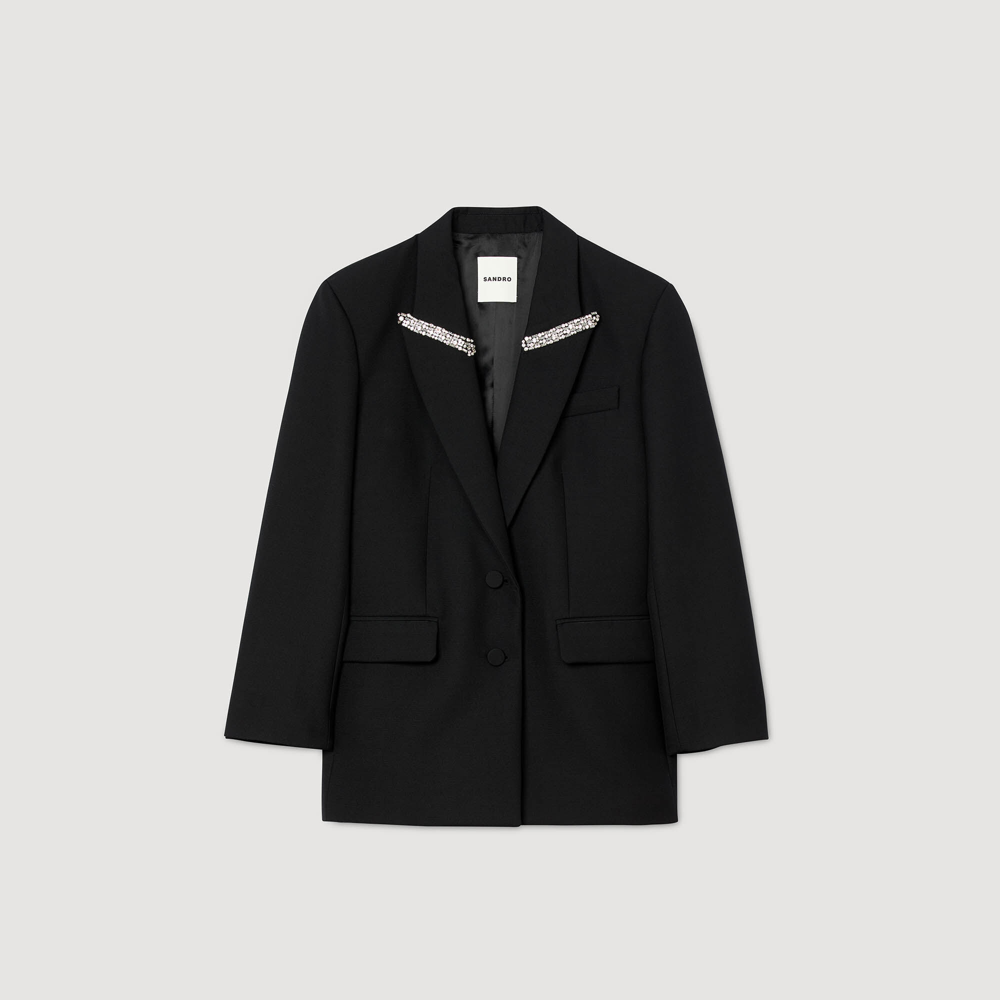 Veste à col strassé