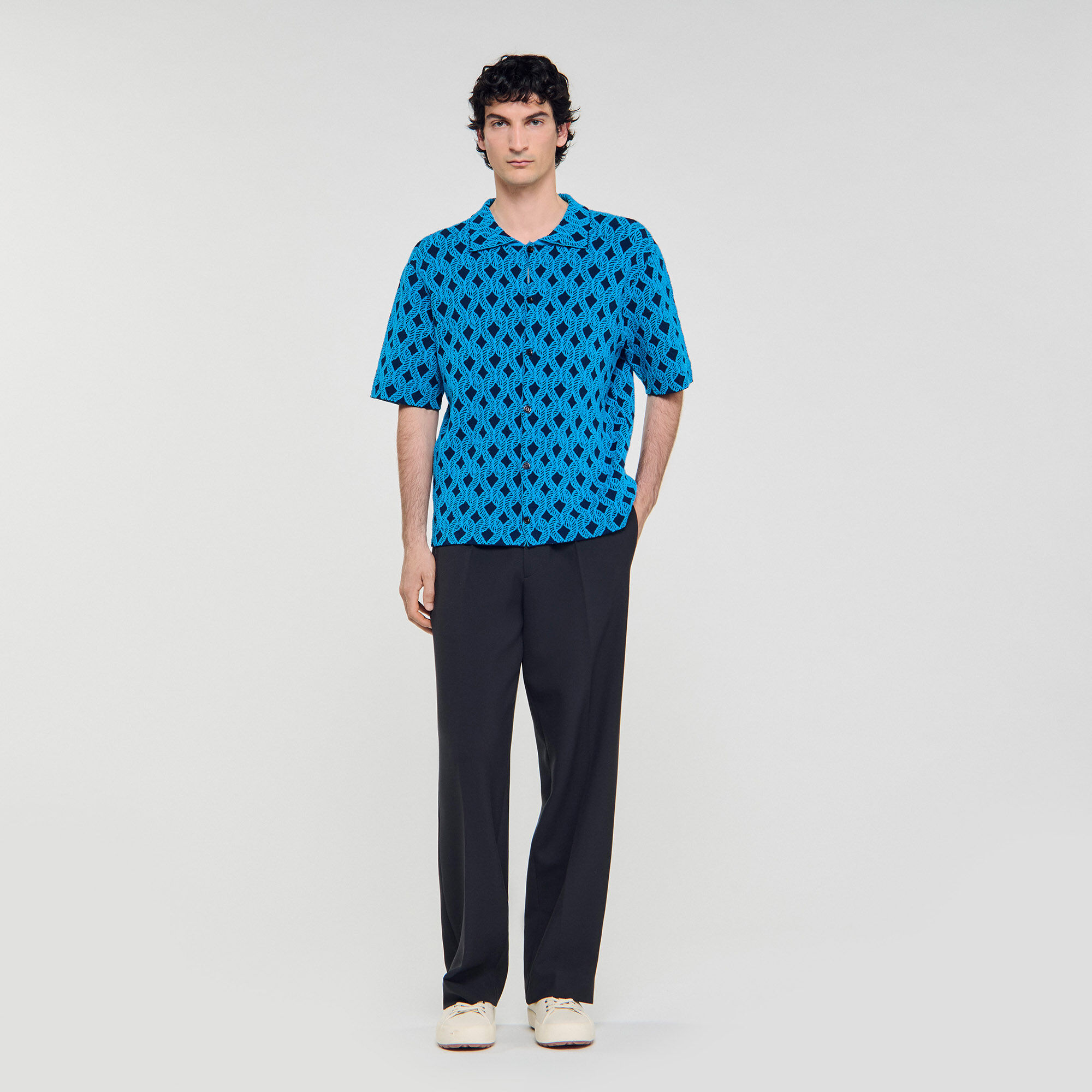 Chemise cardigan à jacquard corde