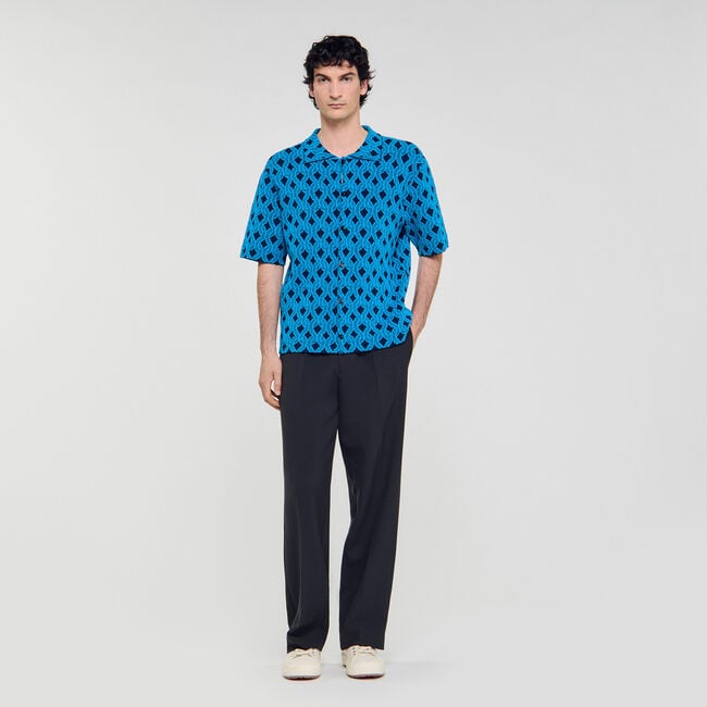 Chemise cardigan à jacquard corde