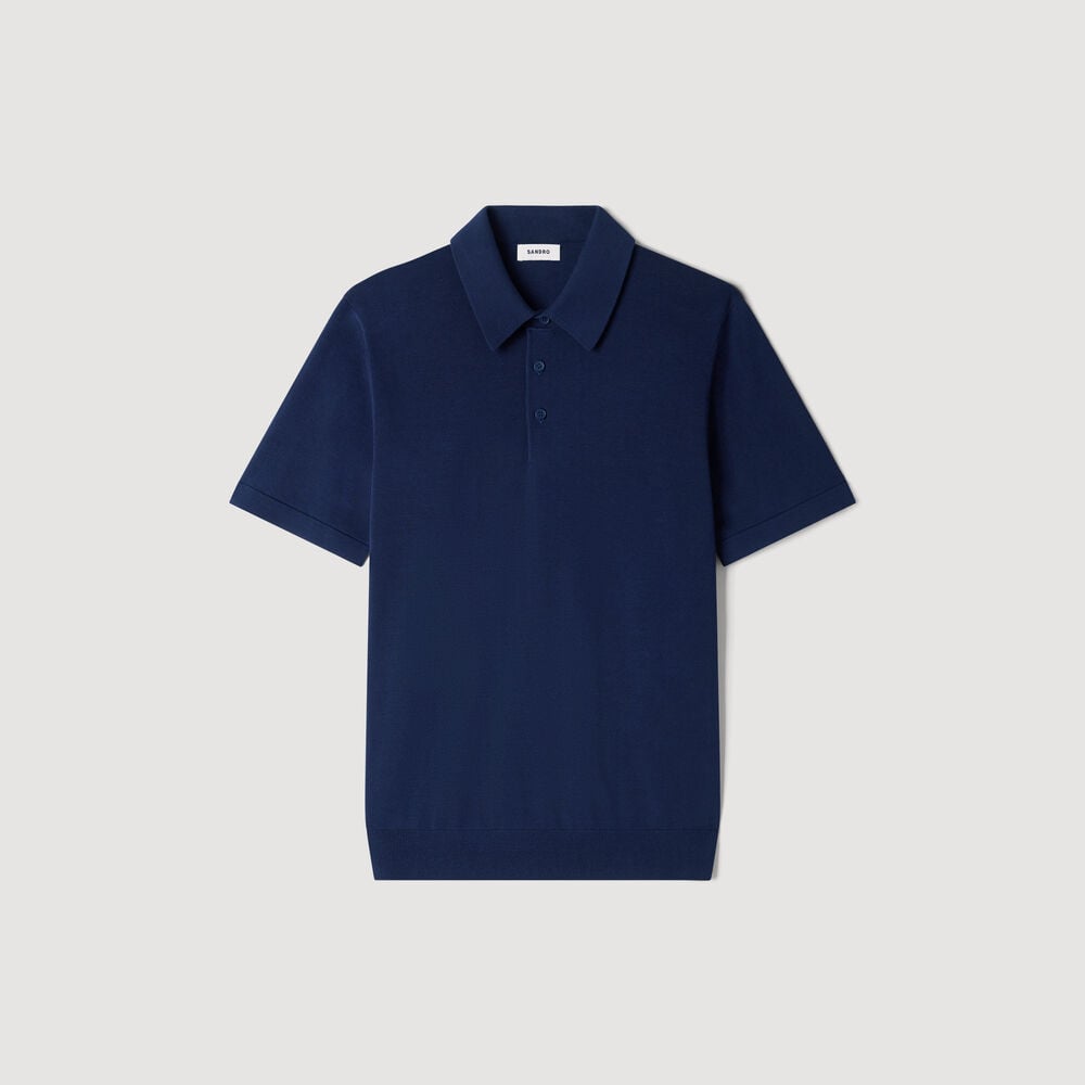 Sandro Polo en coton et soie – Bleu Royal – vue 6